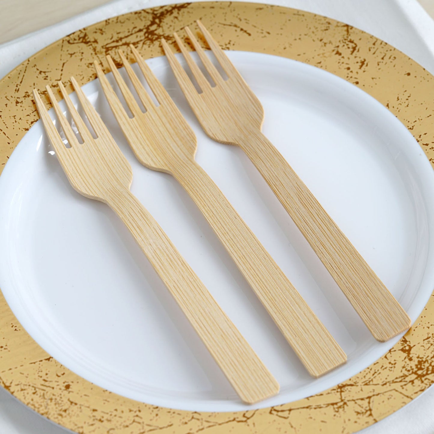 Pack Of 25 Bamboo 7 Inch Disposable Forks Eco Friendly