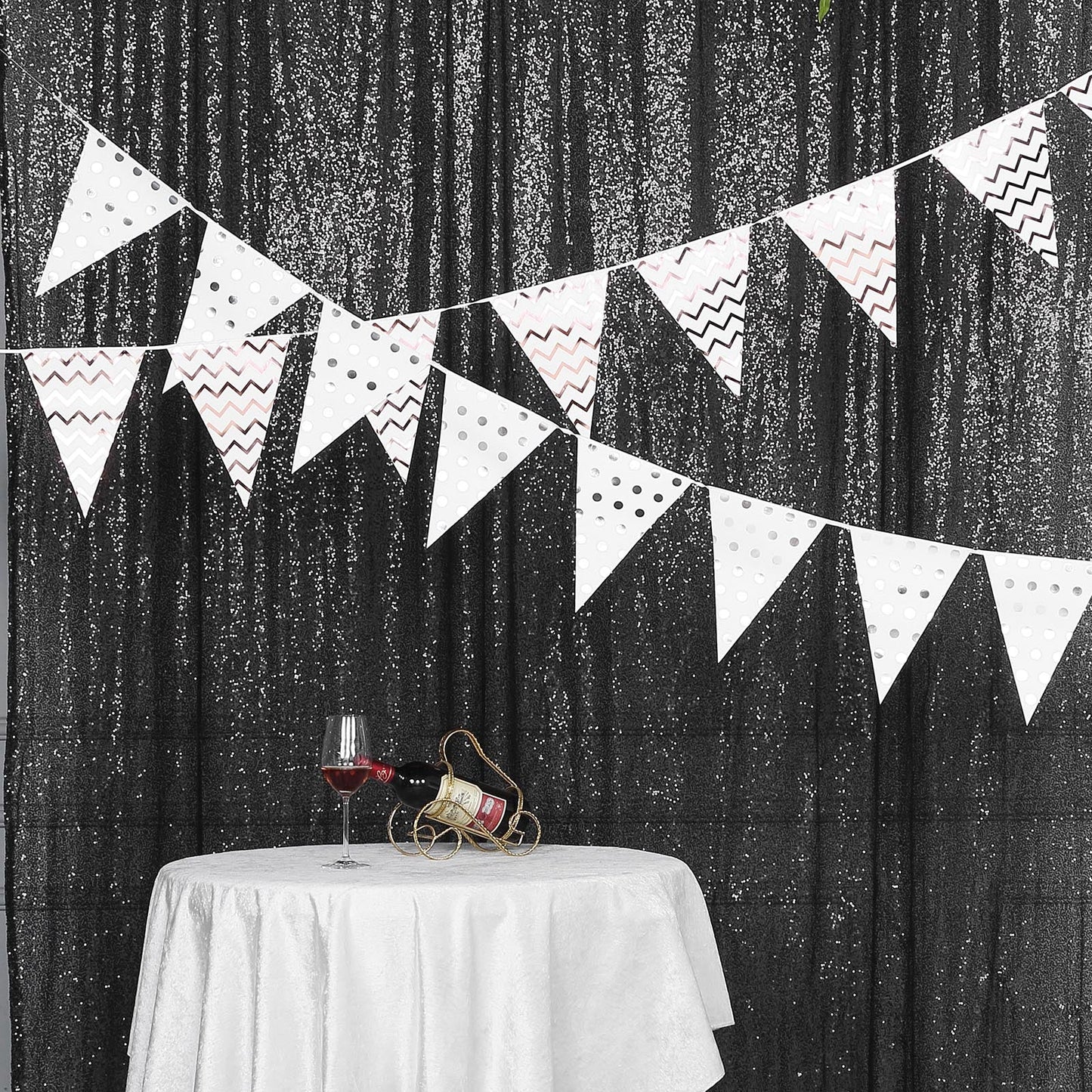 8ftx8ft Black Sequin Photography Booth Backdrop Semi-Sheer Curtain