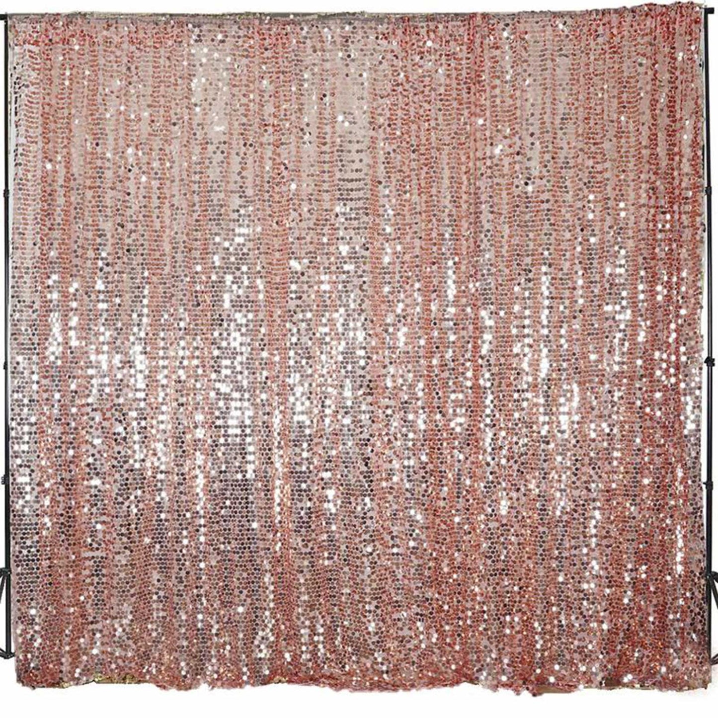 Blush sequin backdrop curtain drapes for events.