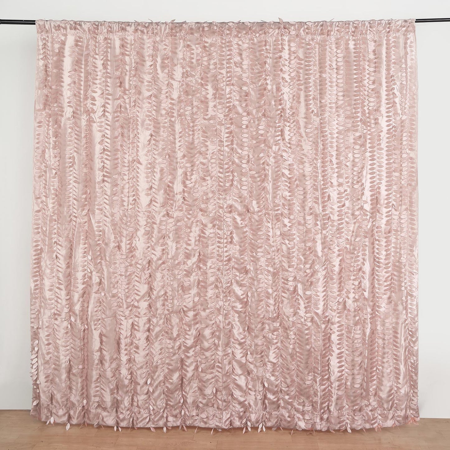 8 Feet X 8 Feet - Taffeta Fabric Dusty Rose 3D Leaf Petal Photography Curtain Panel & Event Greenery Backdrop Drape