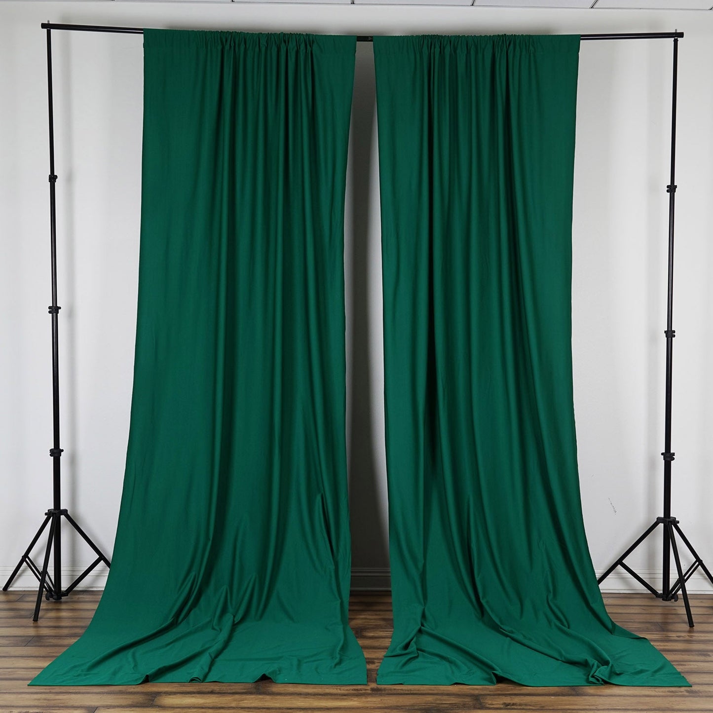Hunter Emerald Green Fire Retardant Polyester Curtain Panel Backdrops With Rod Pockets - 10ftx10ft