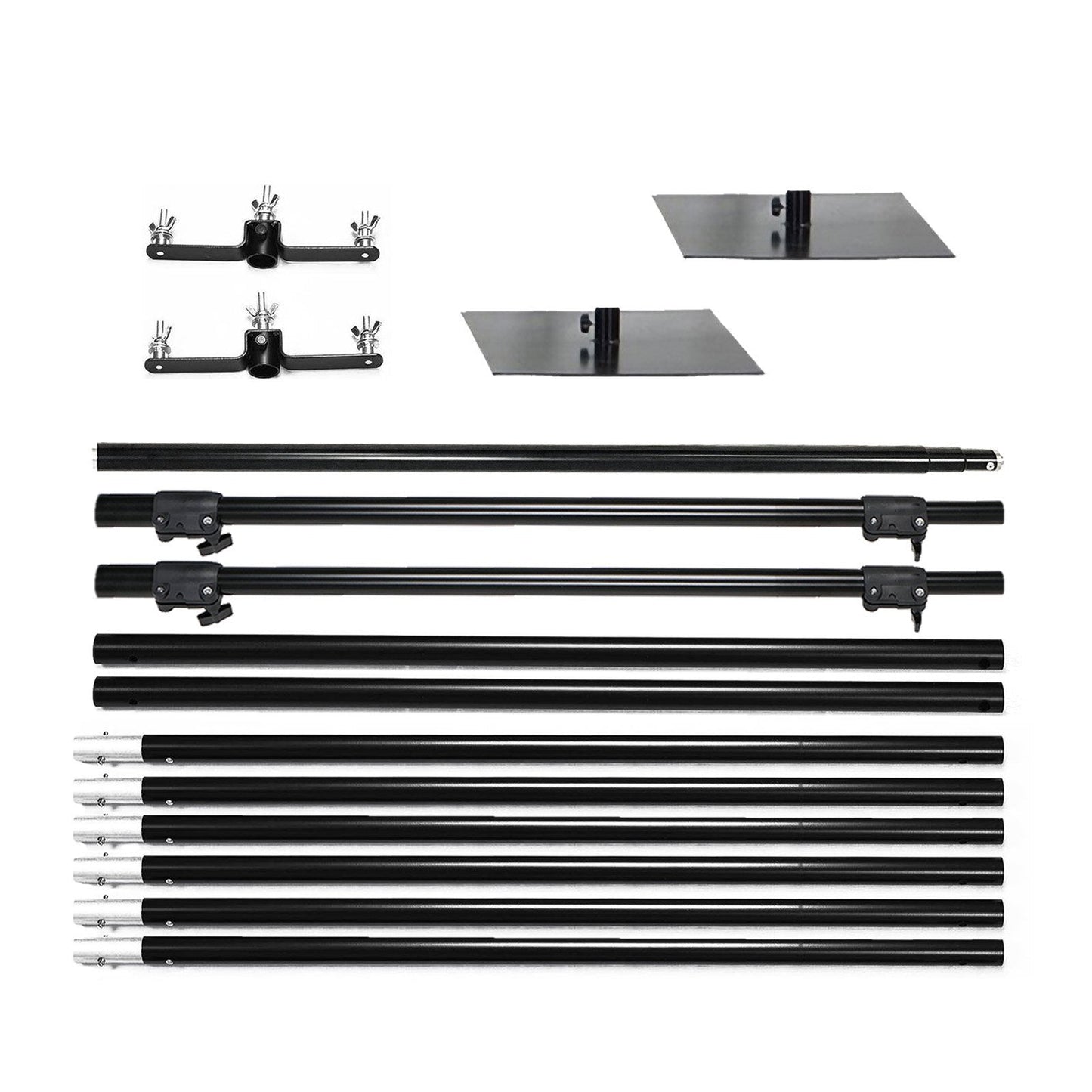 Black 10ft DIY triple cross bars and mounting brackets for backdrop stands.