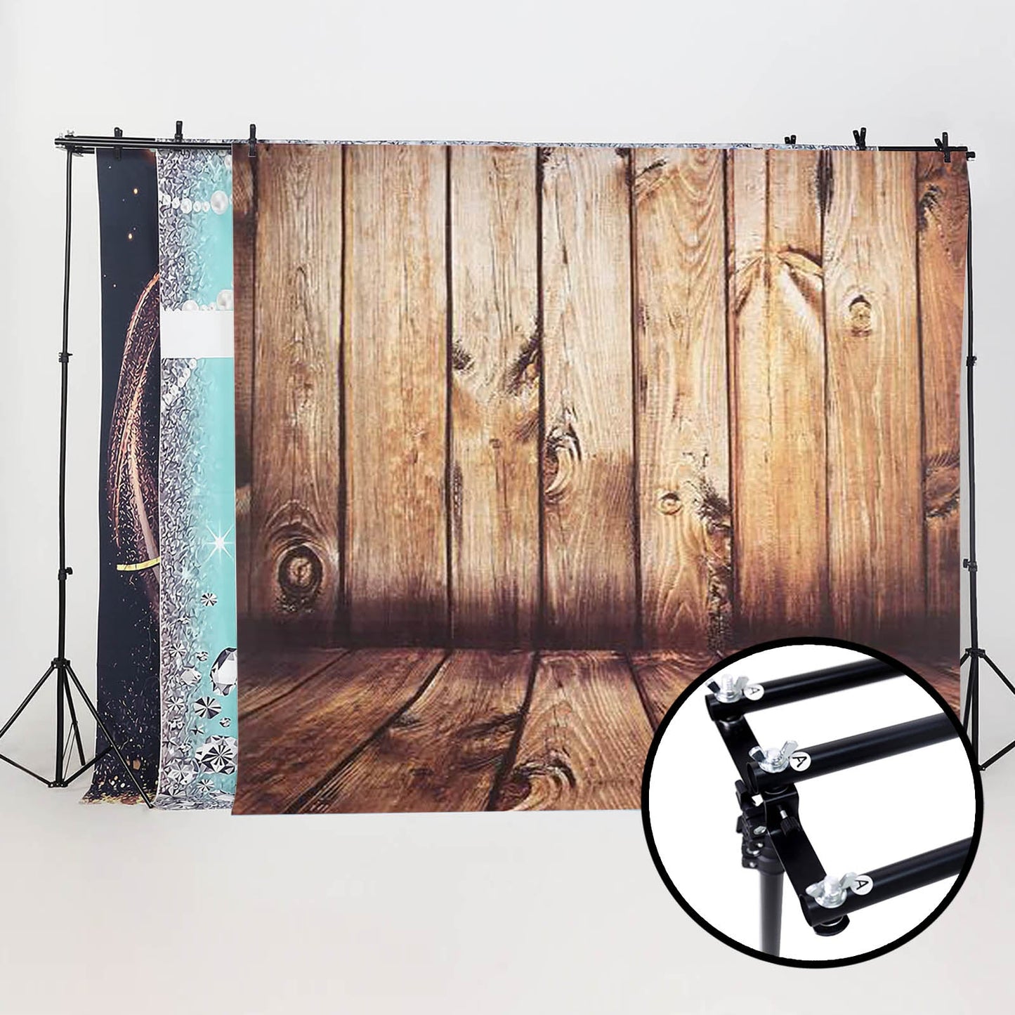 8ftX10ft Metal Triple Crossbar Adjustable Photography Backdrop Stand