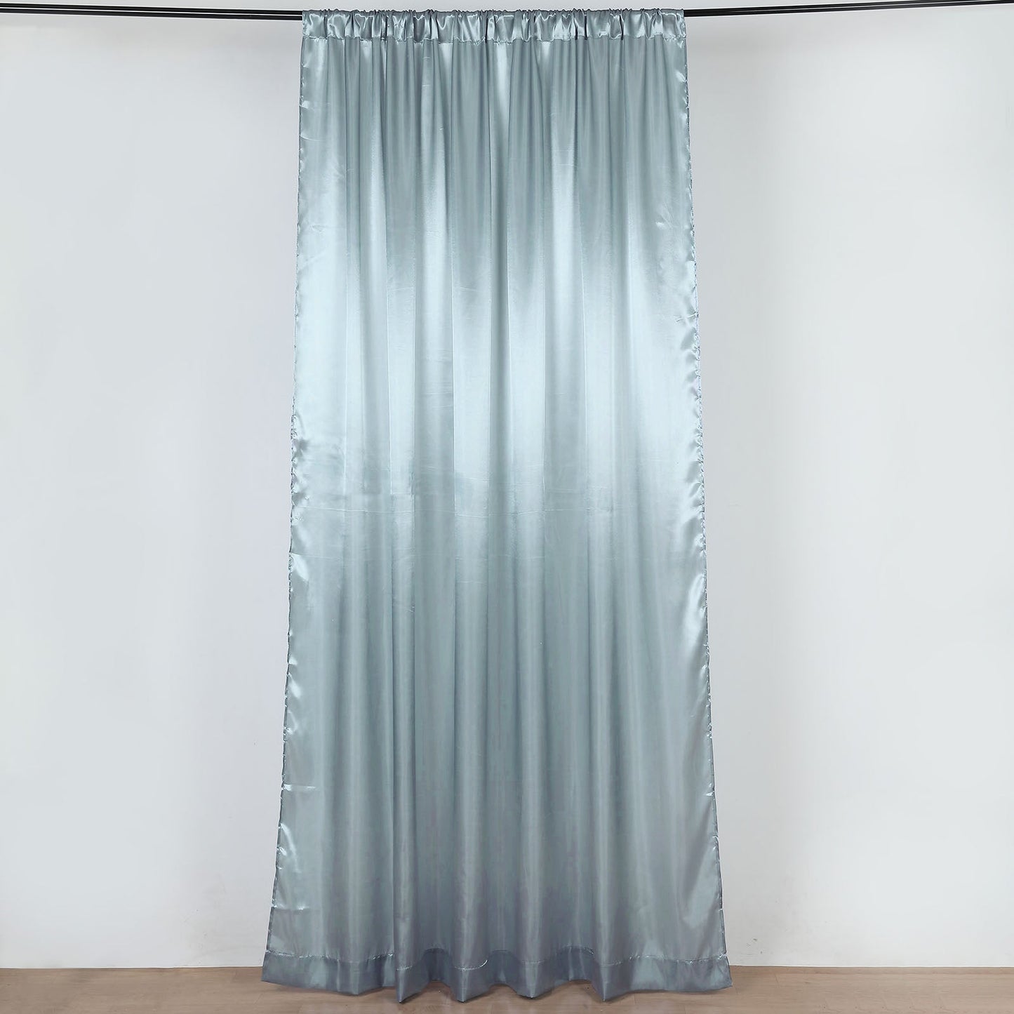 8ftx10ft Dusty Blue Satin Event Curtain Drapes, Backdrop Event Panel