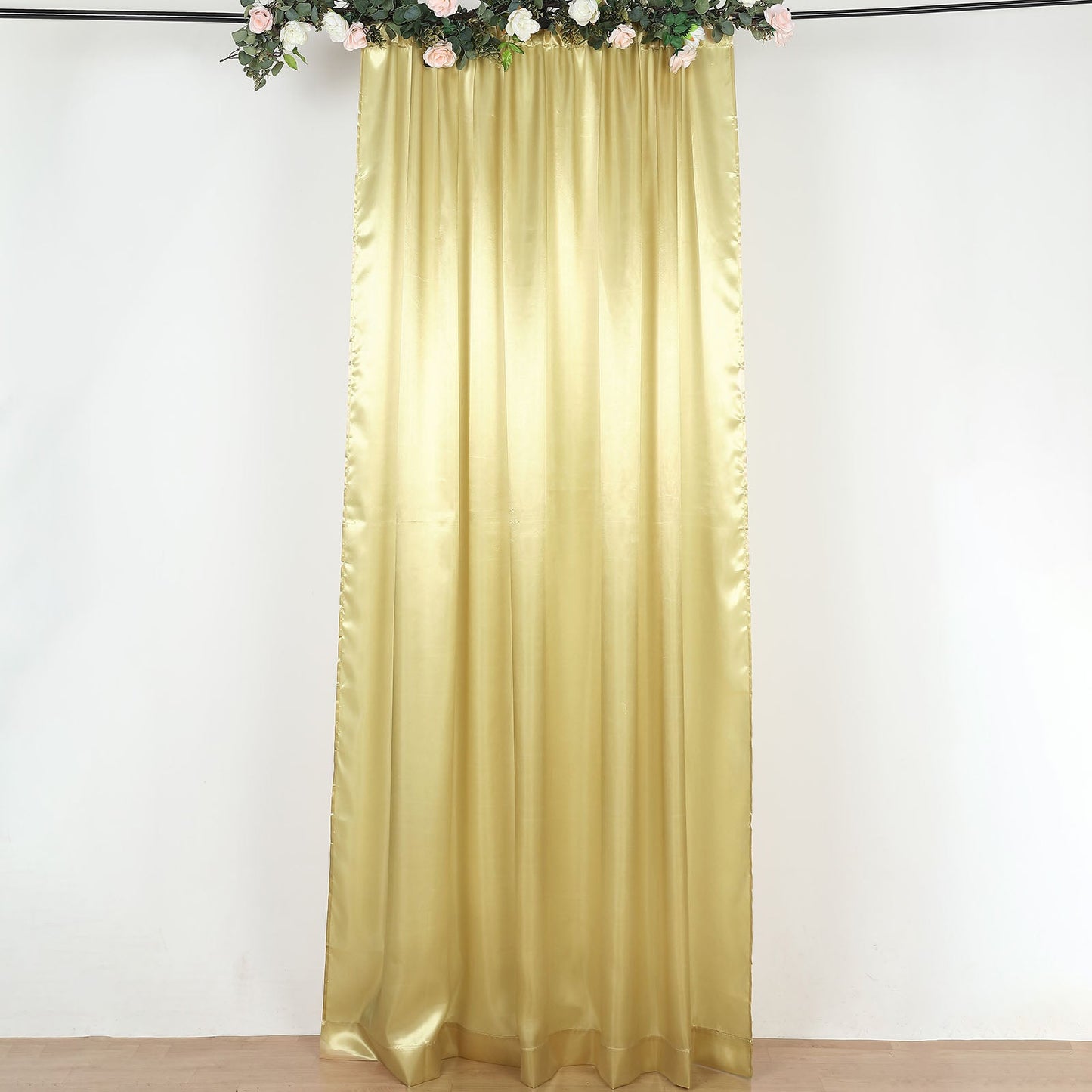 Champagne satin event curtain drapes, 8ftx10ft backdrop panel.