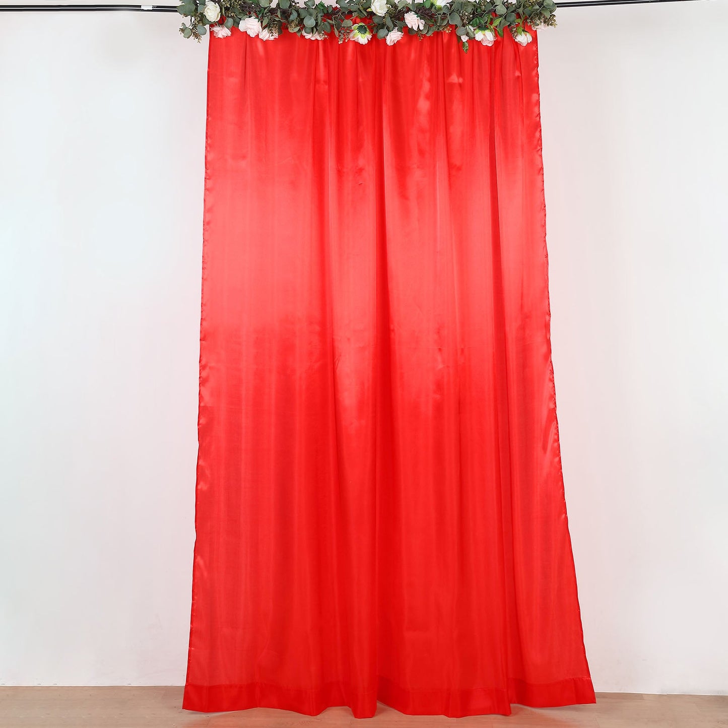 8ftx10ft red satin event curtain drapes backdrop panel