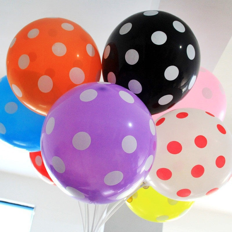 25 Pack | 12inch Red & White Fun Polka Dot Latex Party Balloons