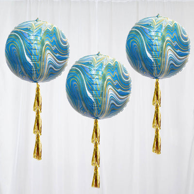 Elevate Your Decor with 4D Blue/Gold Marble Balloons Elevate Your Decor with 4D Blue/Gold Marble Balloons