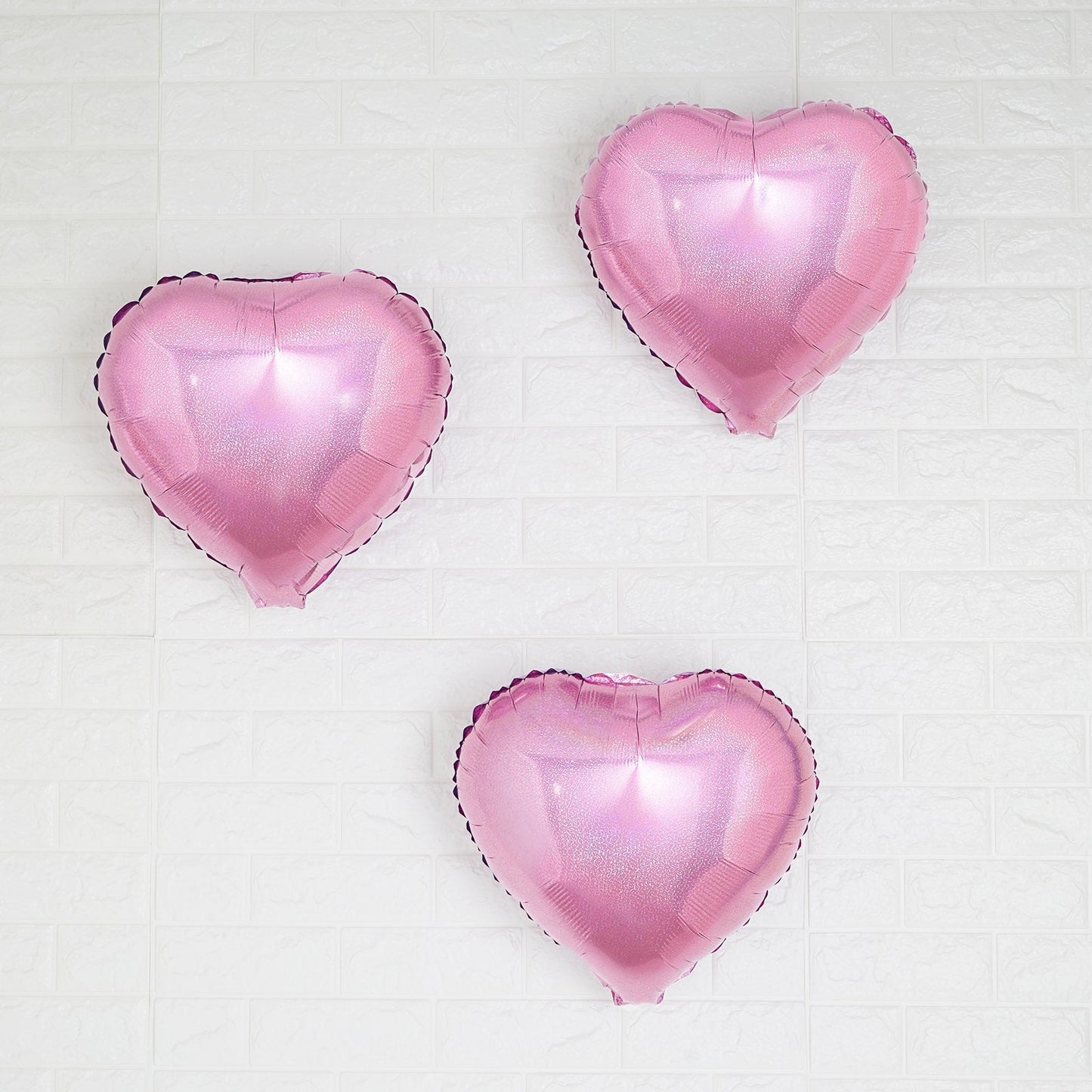 Shiny pink heart mylar foil balloons, 15 inches, set of 2.