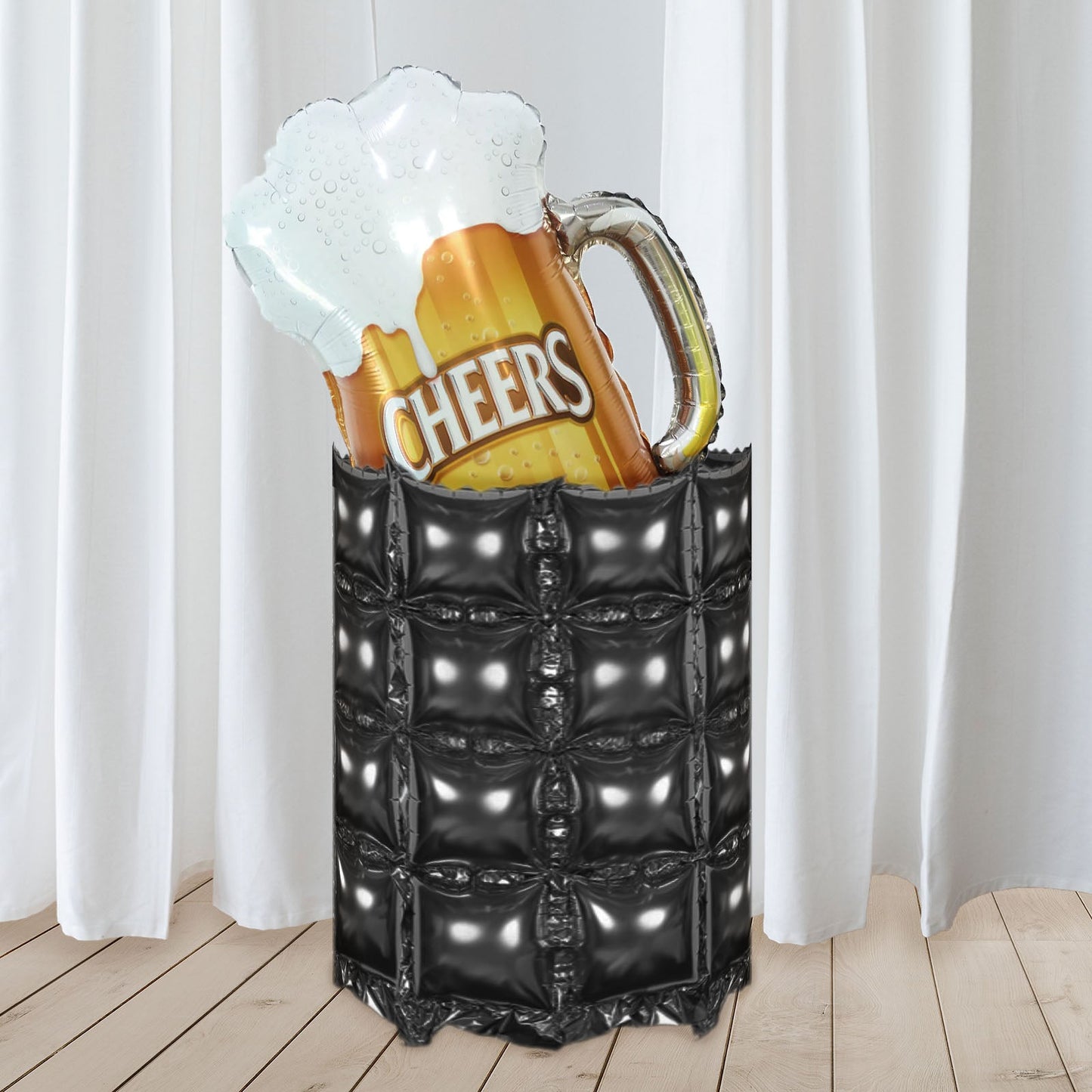 Metallic Black 43X11 Inch Size Foil Balloon Backdrops 10 Pack Double Rows Square Design