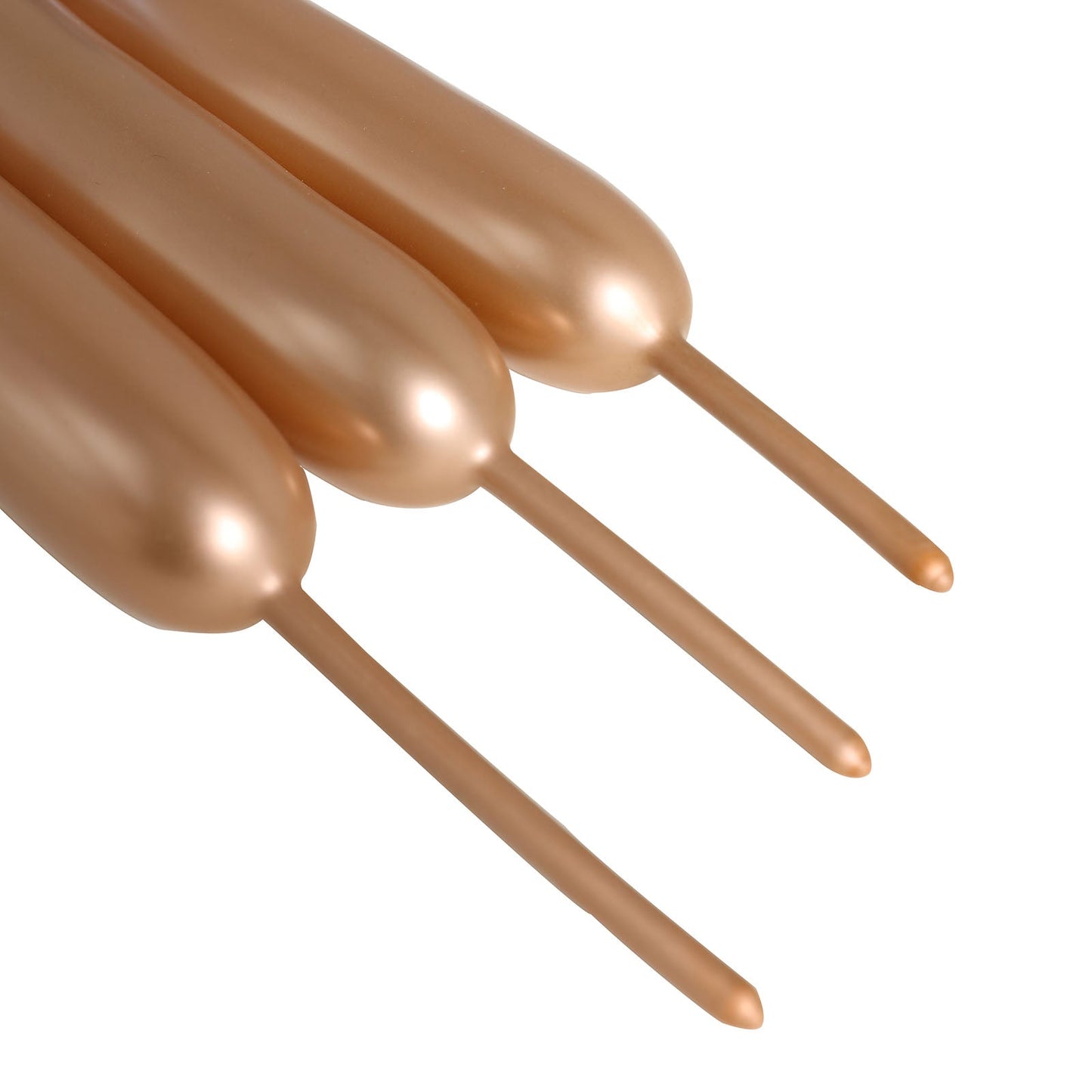 Metallic rose gold long twisting modeling latex balloons.