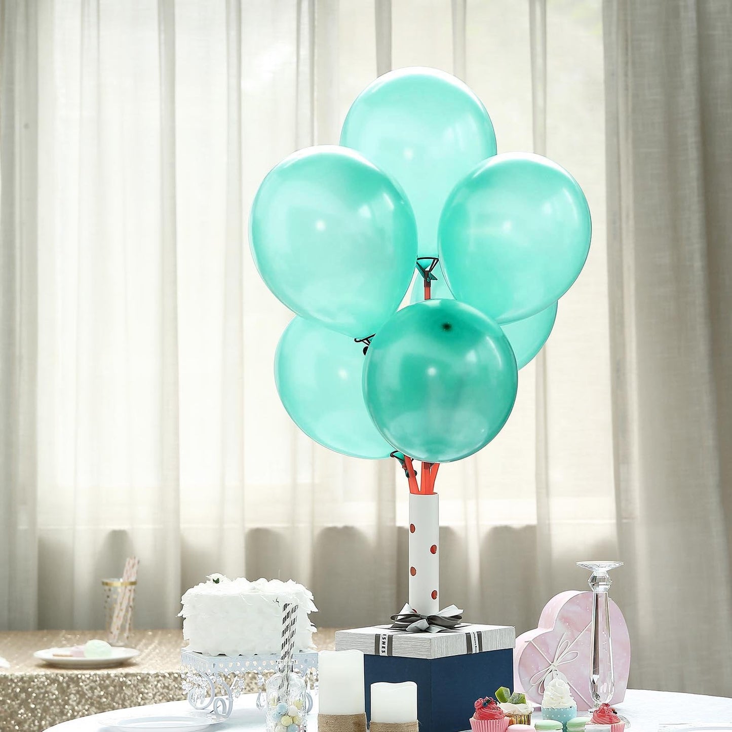 12 Inch Shiny Pearl Turquoise Helium Air or Water Latex Balloons 25 Pack