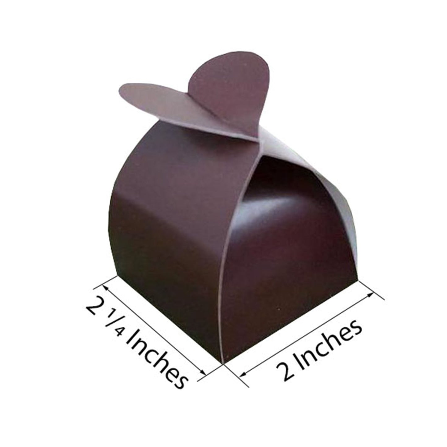 100 Pack | Chocolate Heart Shaped Twist Top Wedding Favor Gift Boxes