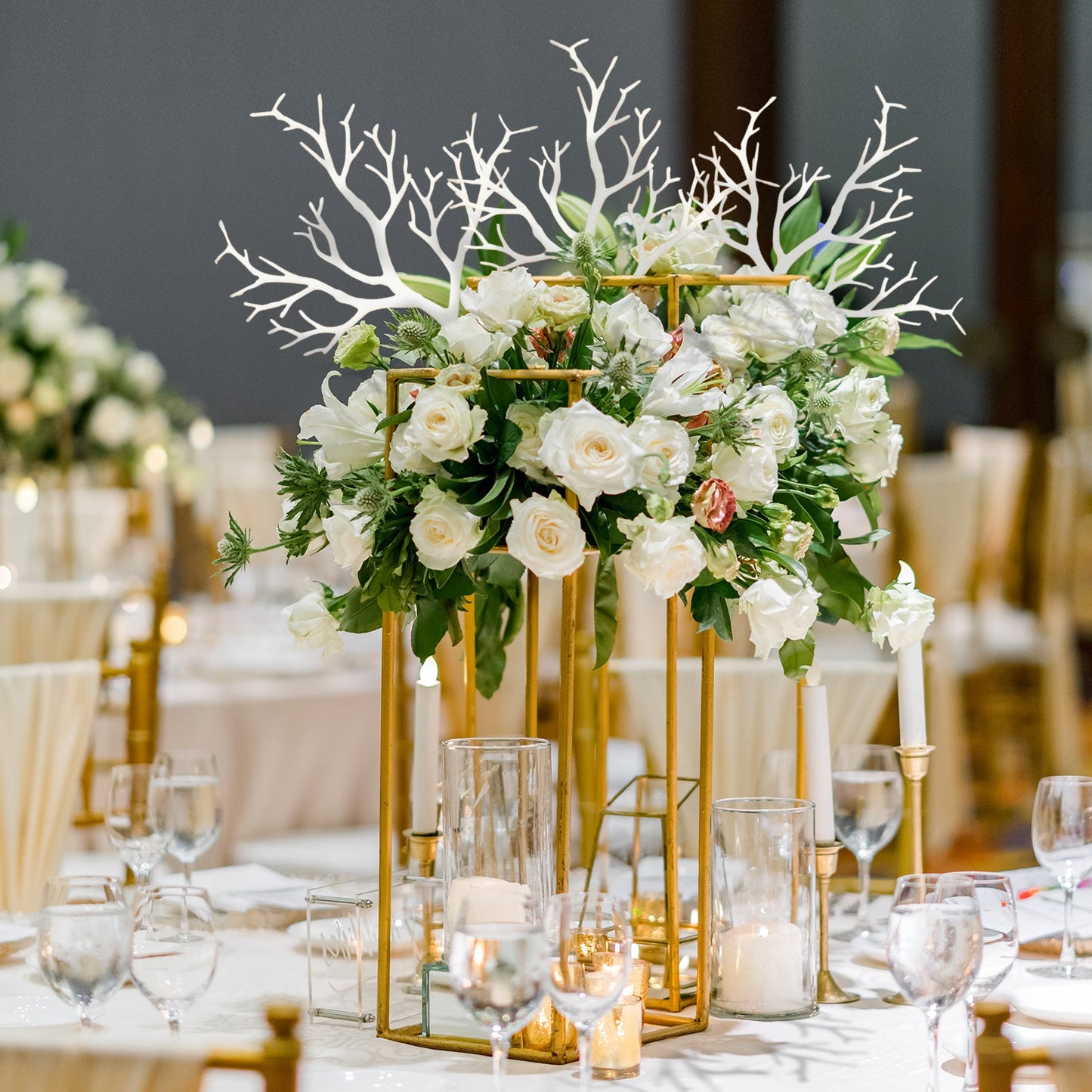 14" White Artificial Tree Branch Vase Fillers for DIY Floral Arrangements