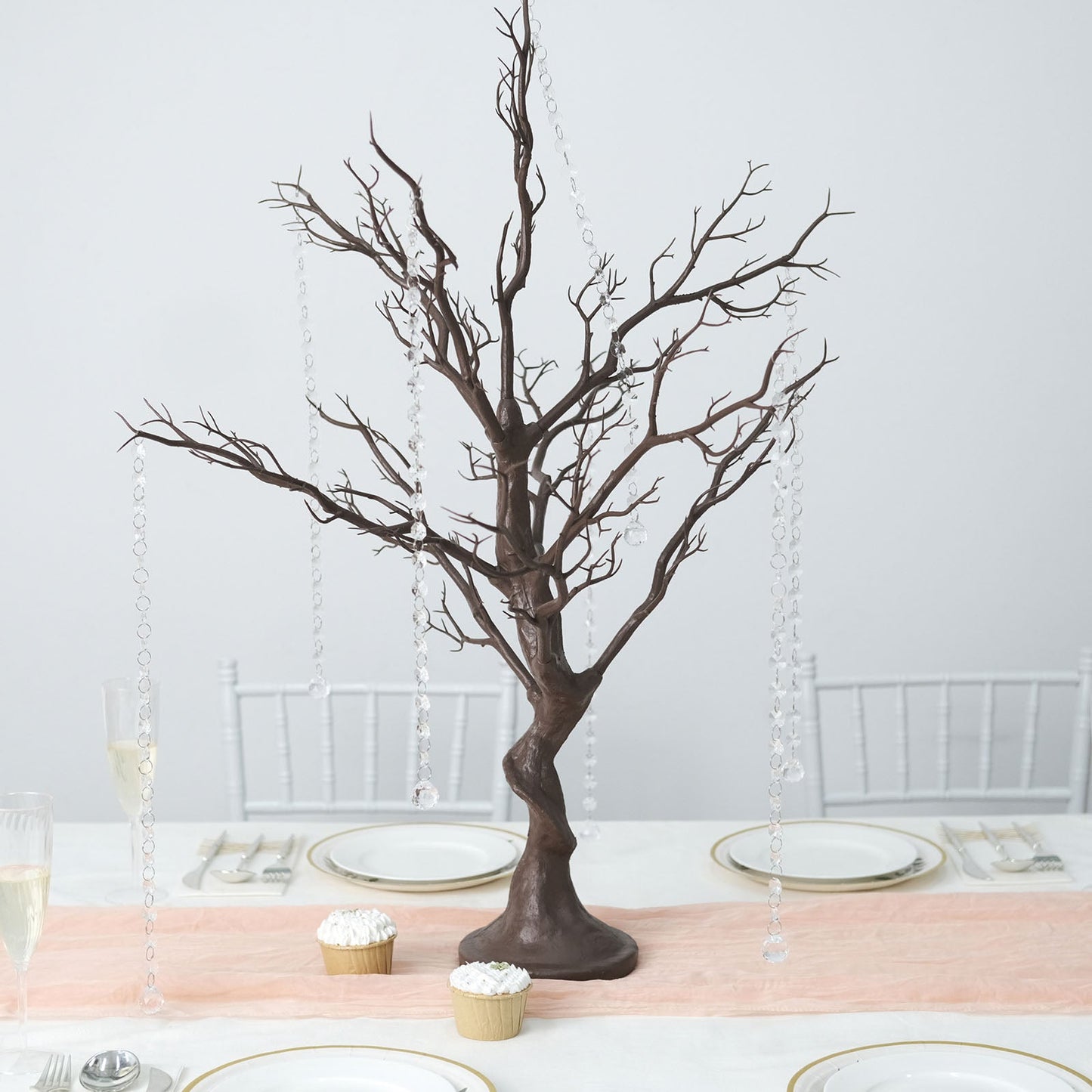 34 Inch Manzanita Natural Centerpiece Tree With 8 Acrylic Bead Chains