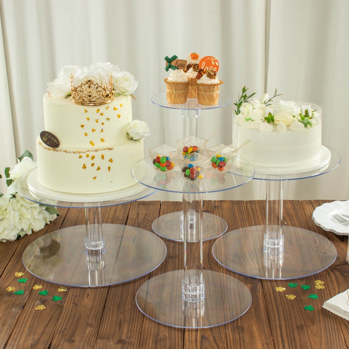 4 Tier XL Pedestal Cupcake Dessert Holder Acrylic Clear Cake Stand Set