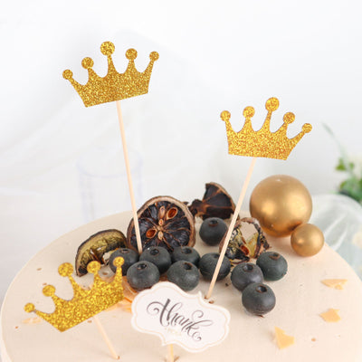 Elevate Your Dessert Display with Gold Glitter Crown Cupcake Toppers Elevate Your Dessert Display with Gold Glitter Crown Cupcake Toppers