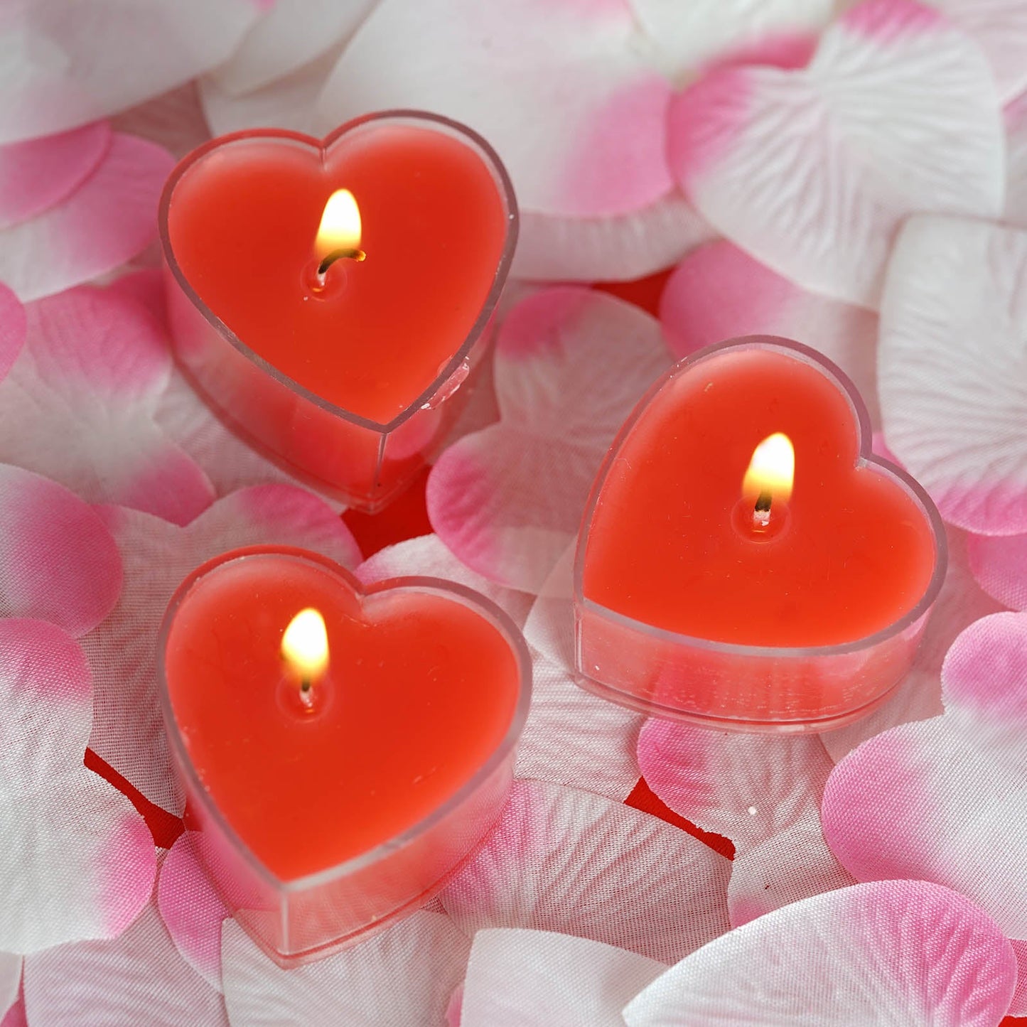 12 Pack | Mini Red Heart Shaped Tealight Candles, Valentines Decor