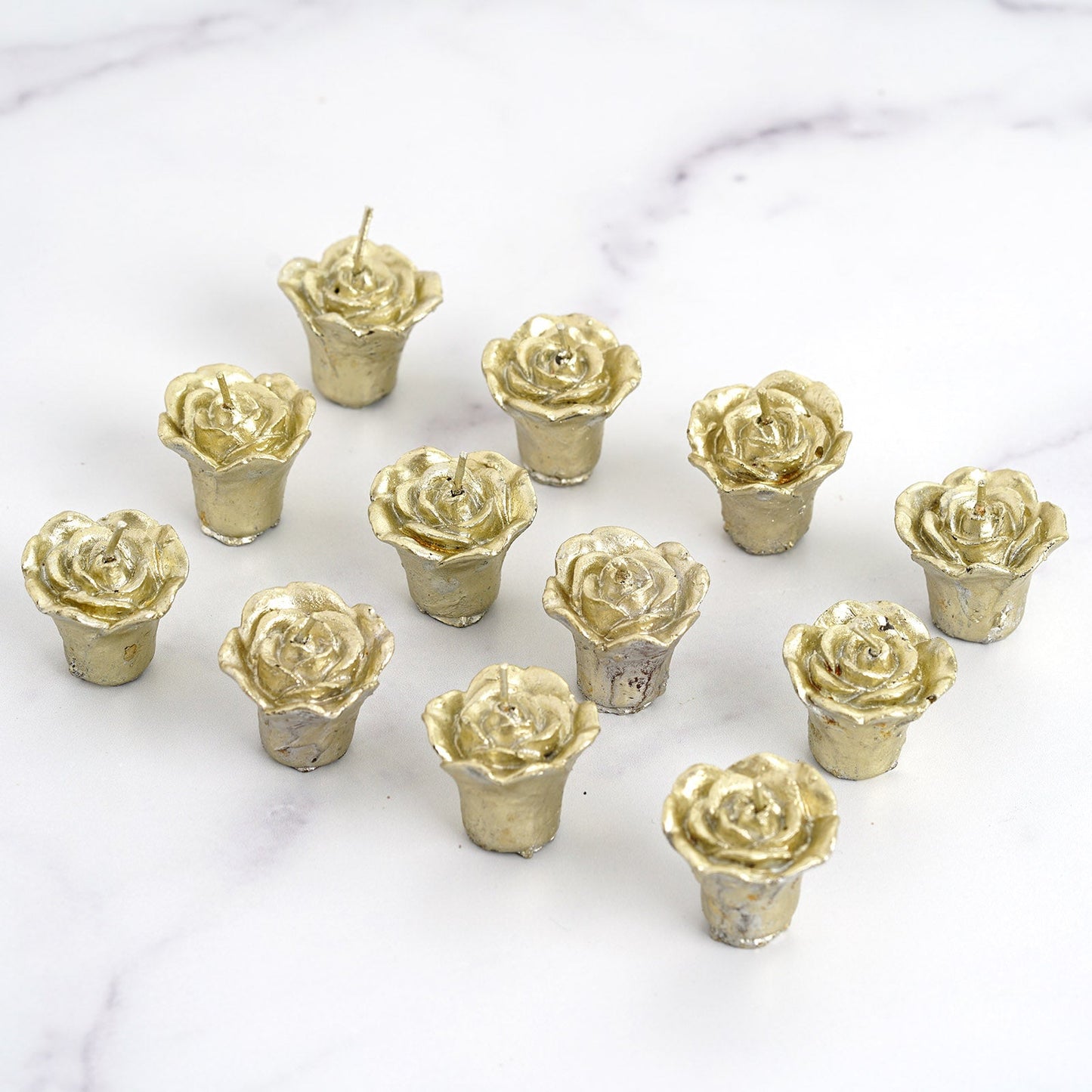 12 Pack | 1inch Gold Mini Rose Flower Floating Candles Wedding Vase Fillers
