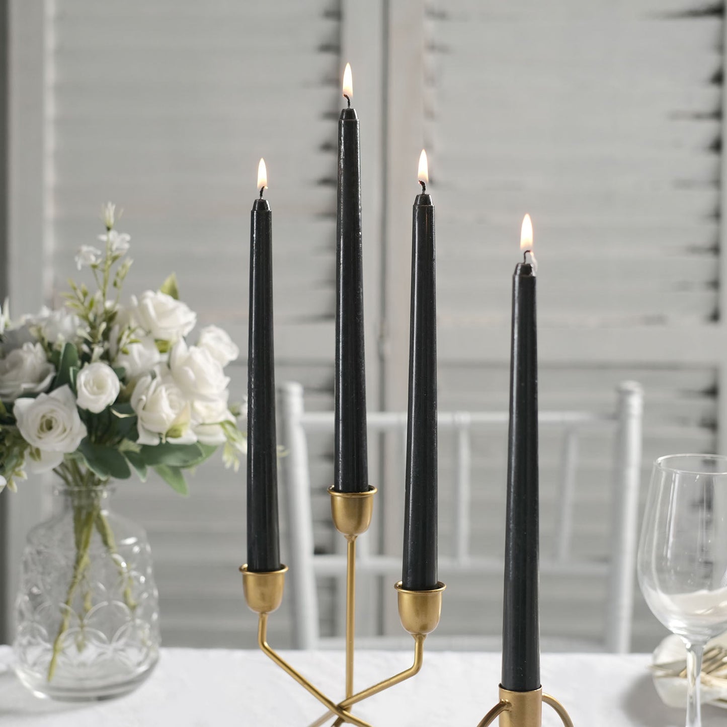 10 Inch Black Wax Taper Candles Unscented Set Of 12