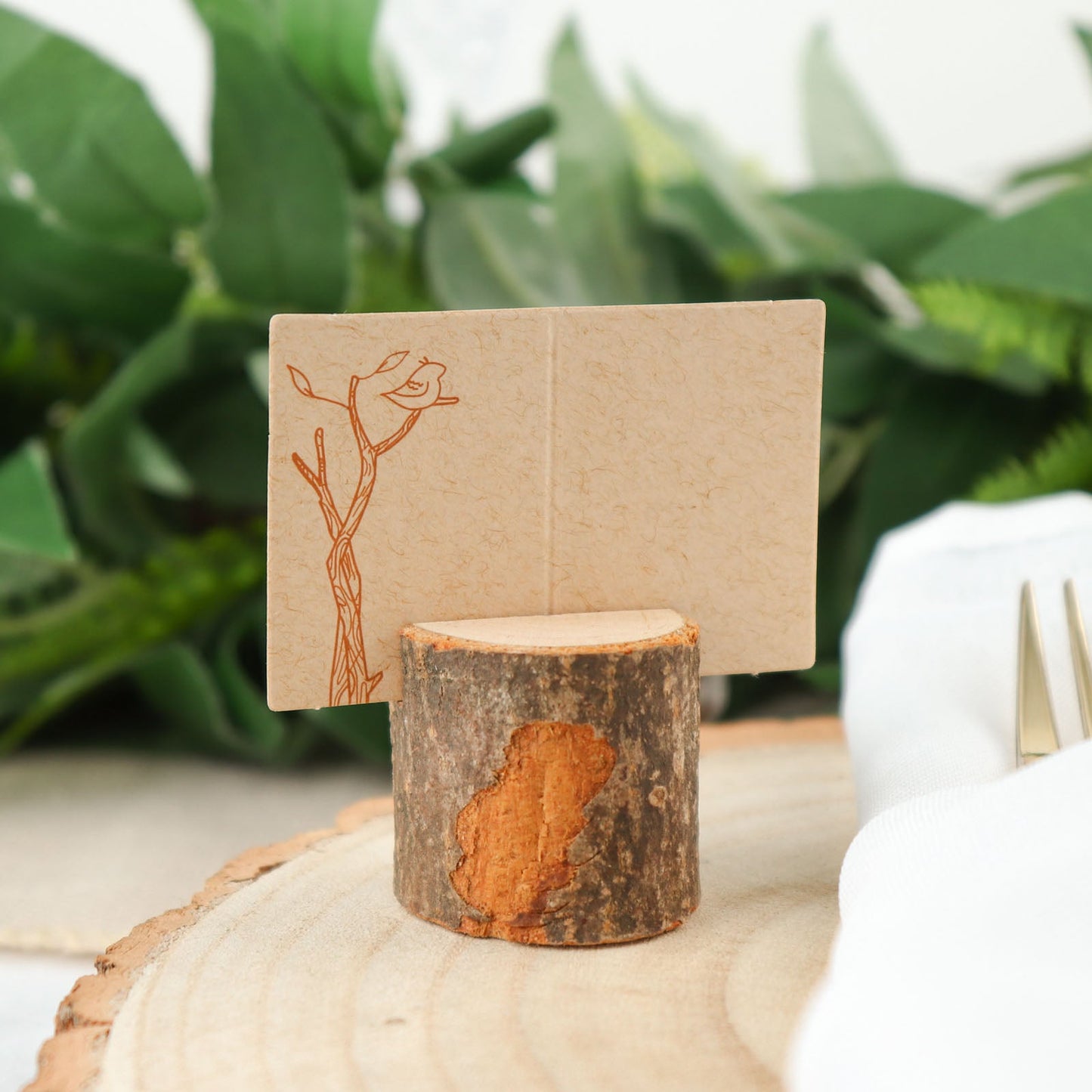 Pack Of 4 Natural Wood Stump Placecard Holders