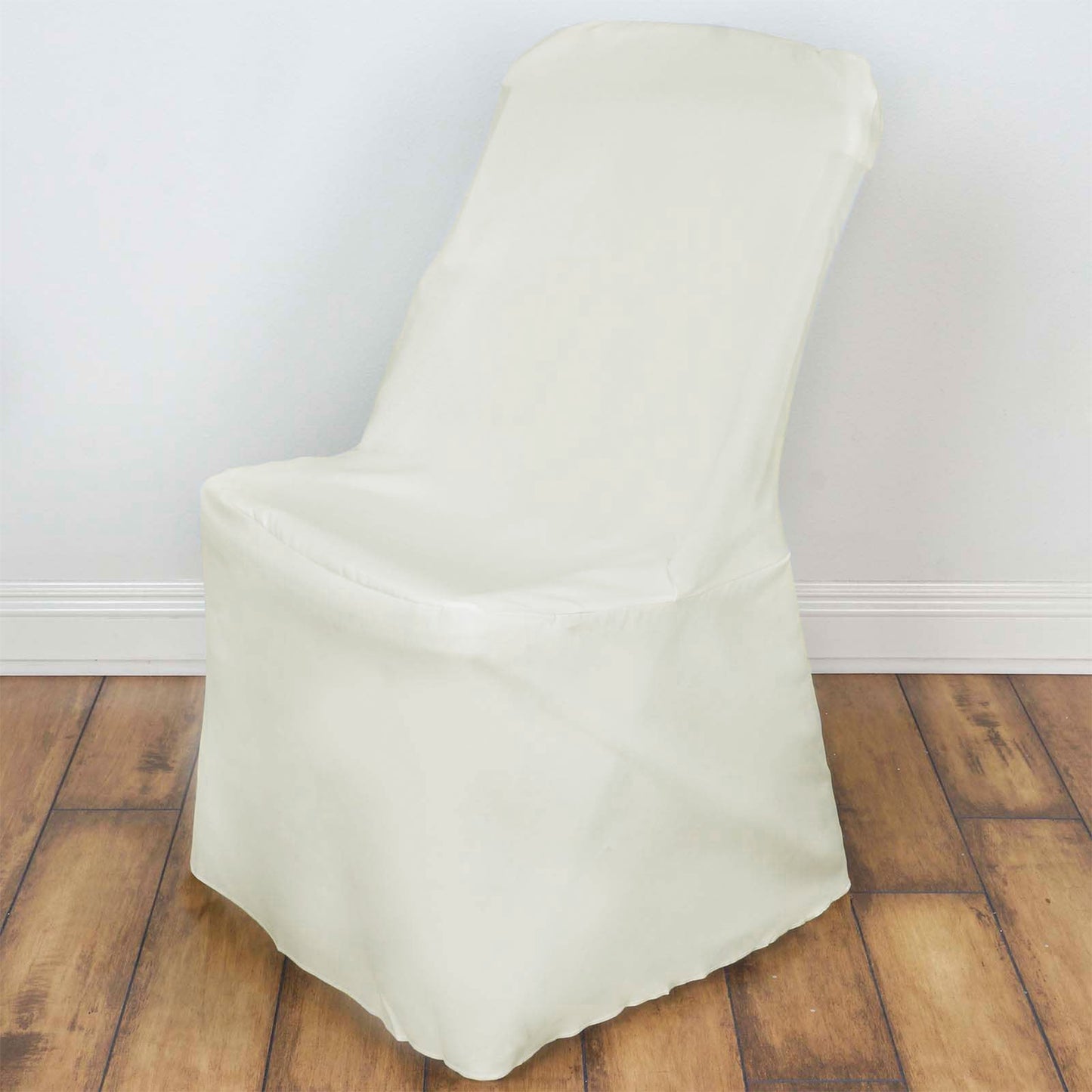 Ivory folding chair cover for durable and reusable protection.