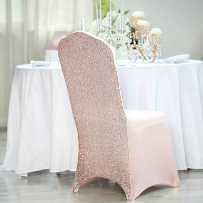 Unmatched Elegance with Blush Spandex Chair Cover Unmatched Elegance with Blush Spandex Chair Cover