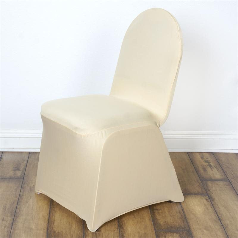 Champagne Spandex Stretch Fitted Banquet Chair Cover - 160 GSM