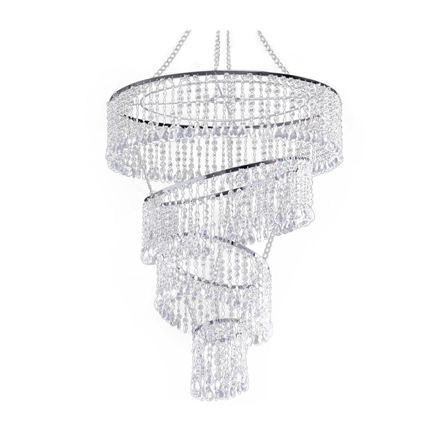 Clear 4-tier acrylic diamond crystal chandelier pendant lighting.