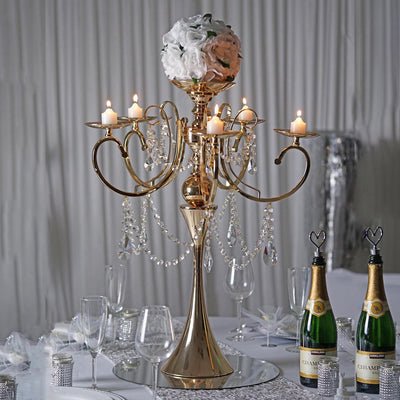 Elegant Design of the Gold Metal Candelabra Elegant Design of the Gold Metal Candelabra