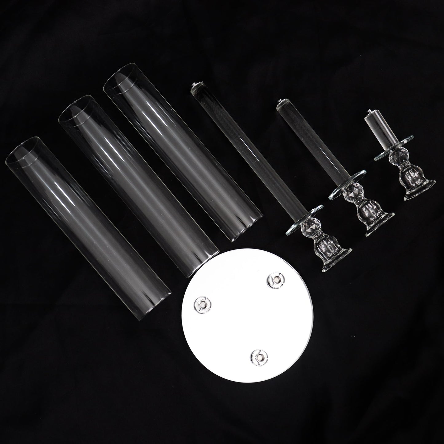 Clear 3-arm crystal taper candle holder for elegant wedding centerpieces.