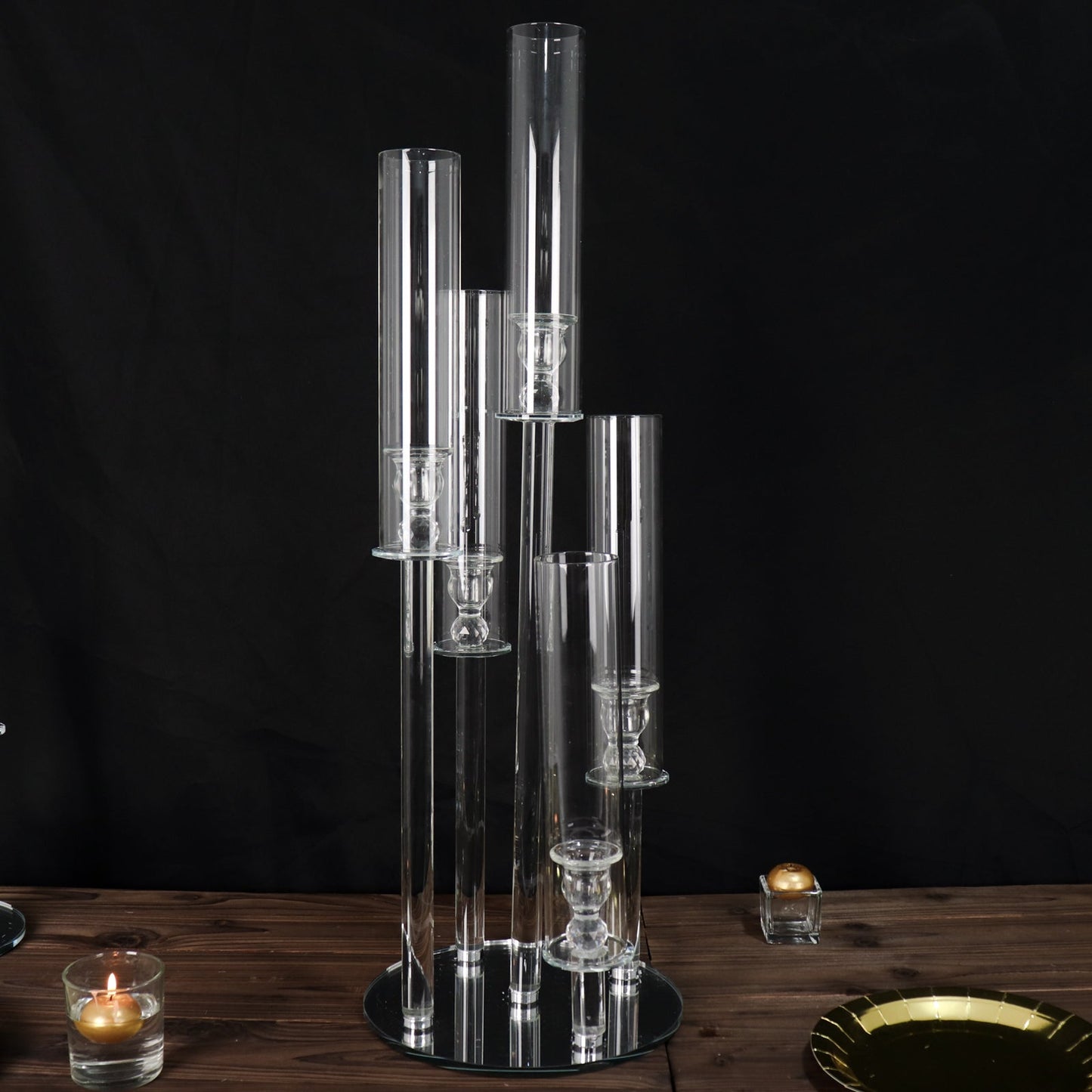 Clear 5-Arm Crystal Candelabra for Weddings and Centerpieces