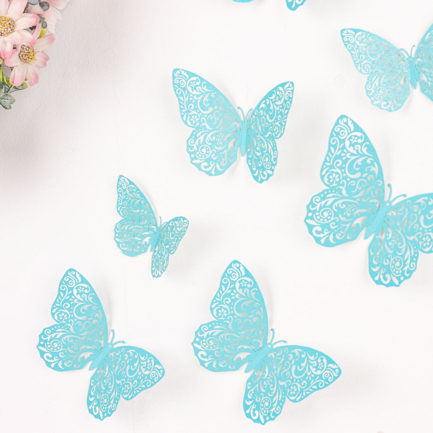 Cake 3D Turquoise Butterfly Wall Sticker Mural