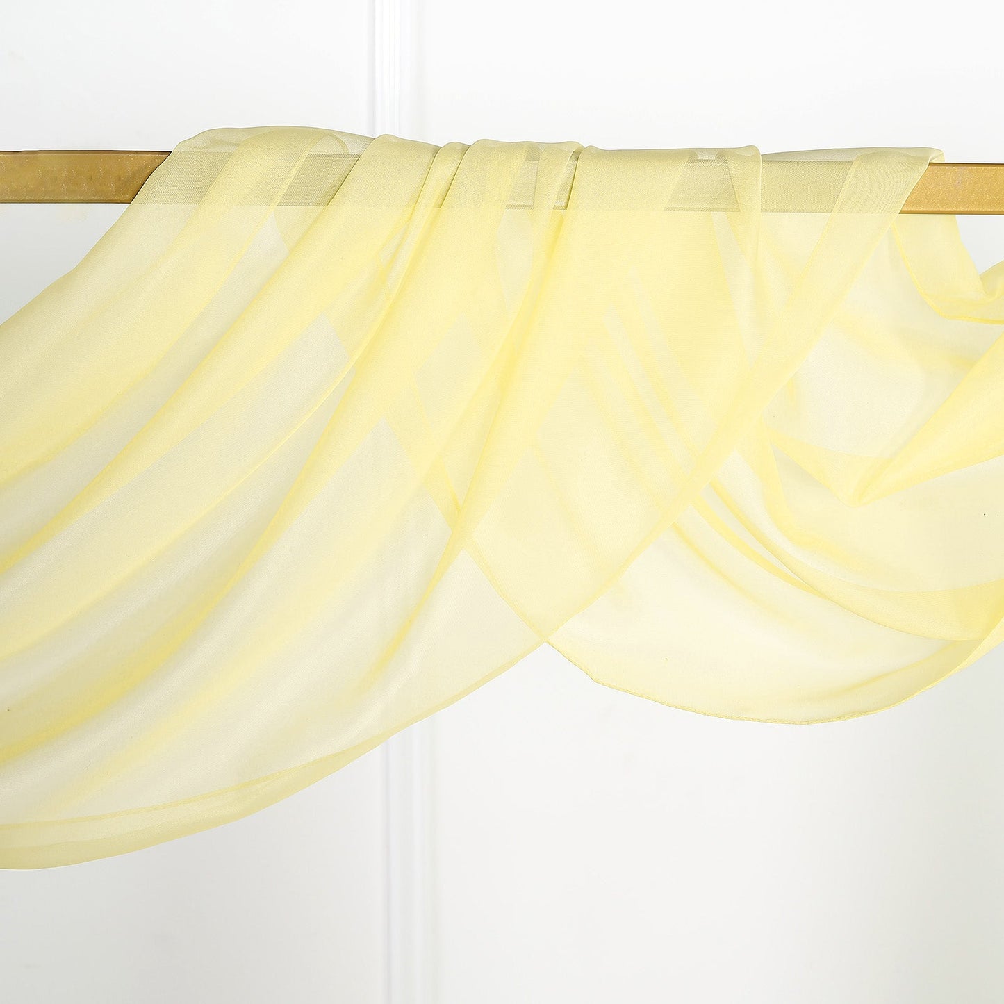 Yellow Color Arch Drapery Sheer Organza Fabric 18 Feet Window Scarf Valance