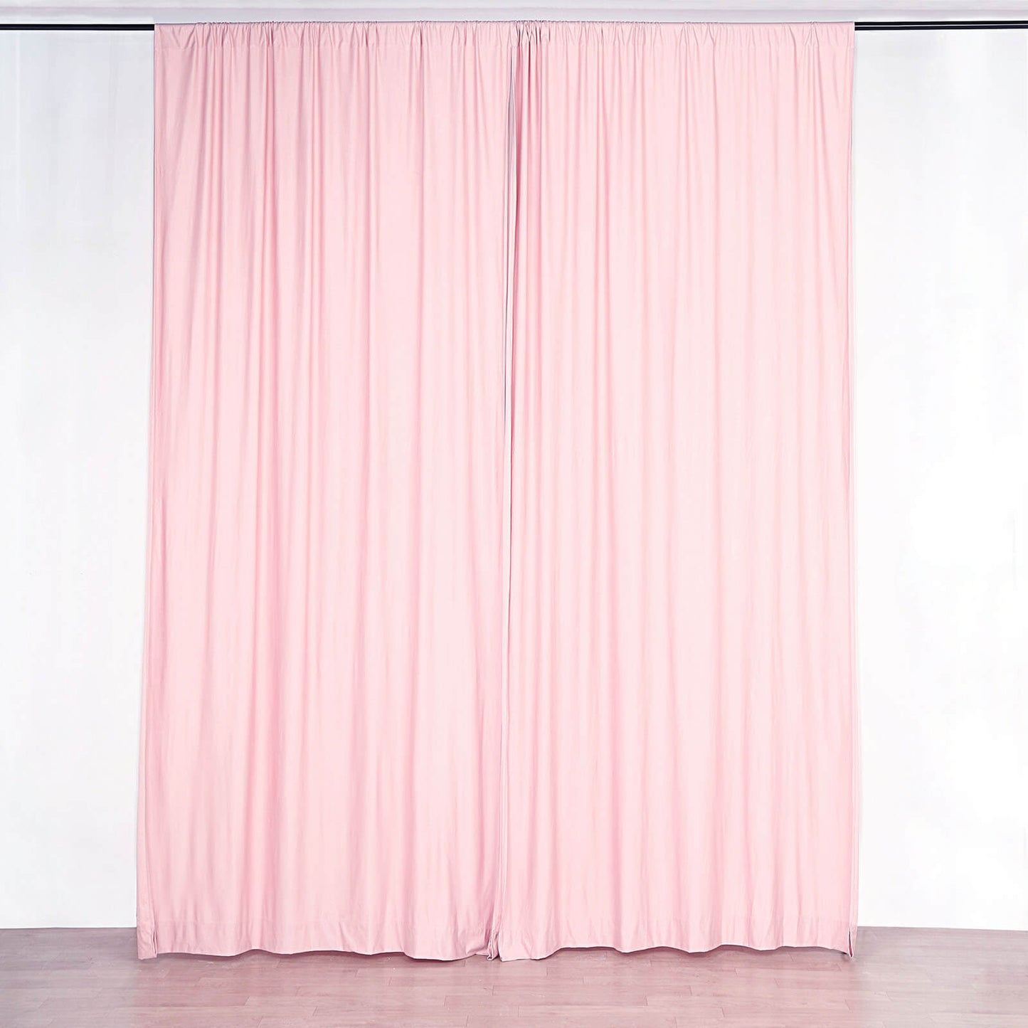 10 Feet x 10 Feet Fire Retardant Blush & Rose Gold Polyester Curtain Panel Backdrop with Rod Pockets 2 Pack