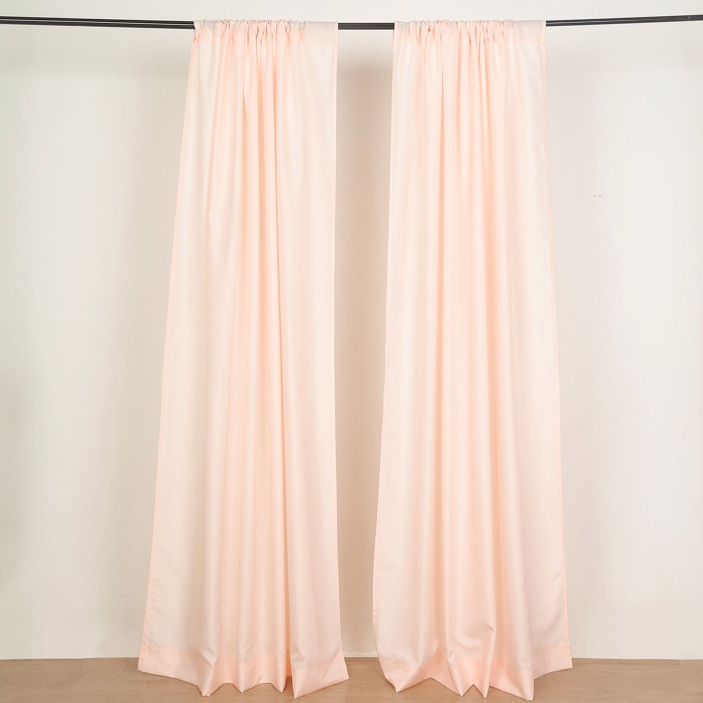 130 GSM Blush And Rose Gold Backdrop Polyester Rod Pocket Curtain Panels 8 Feet X 8 Feet