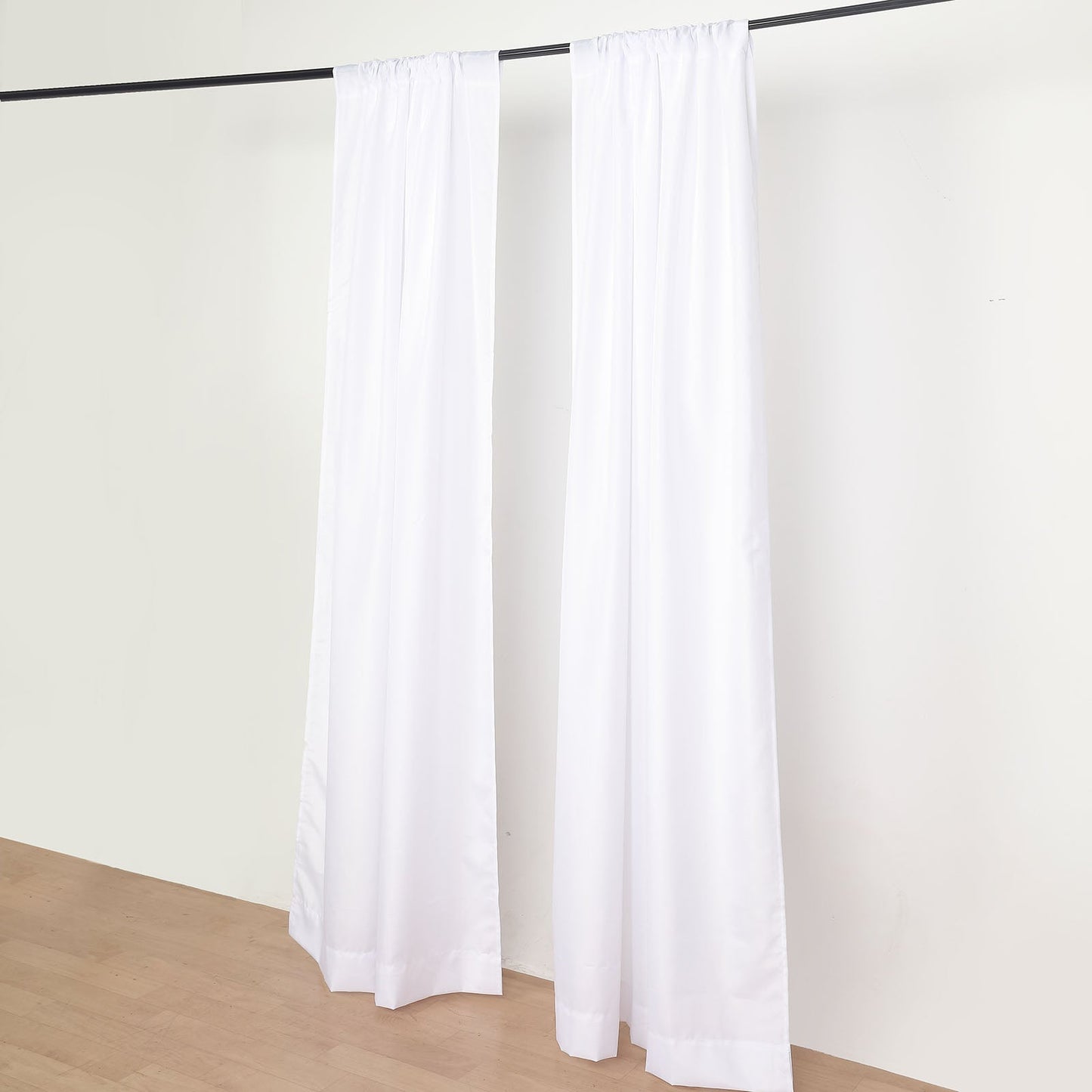 130 GSM White Backdrop Polyester Rod Pocket Curtain Panels 10 Feet X 8 Feet
