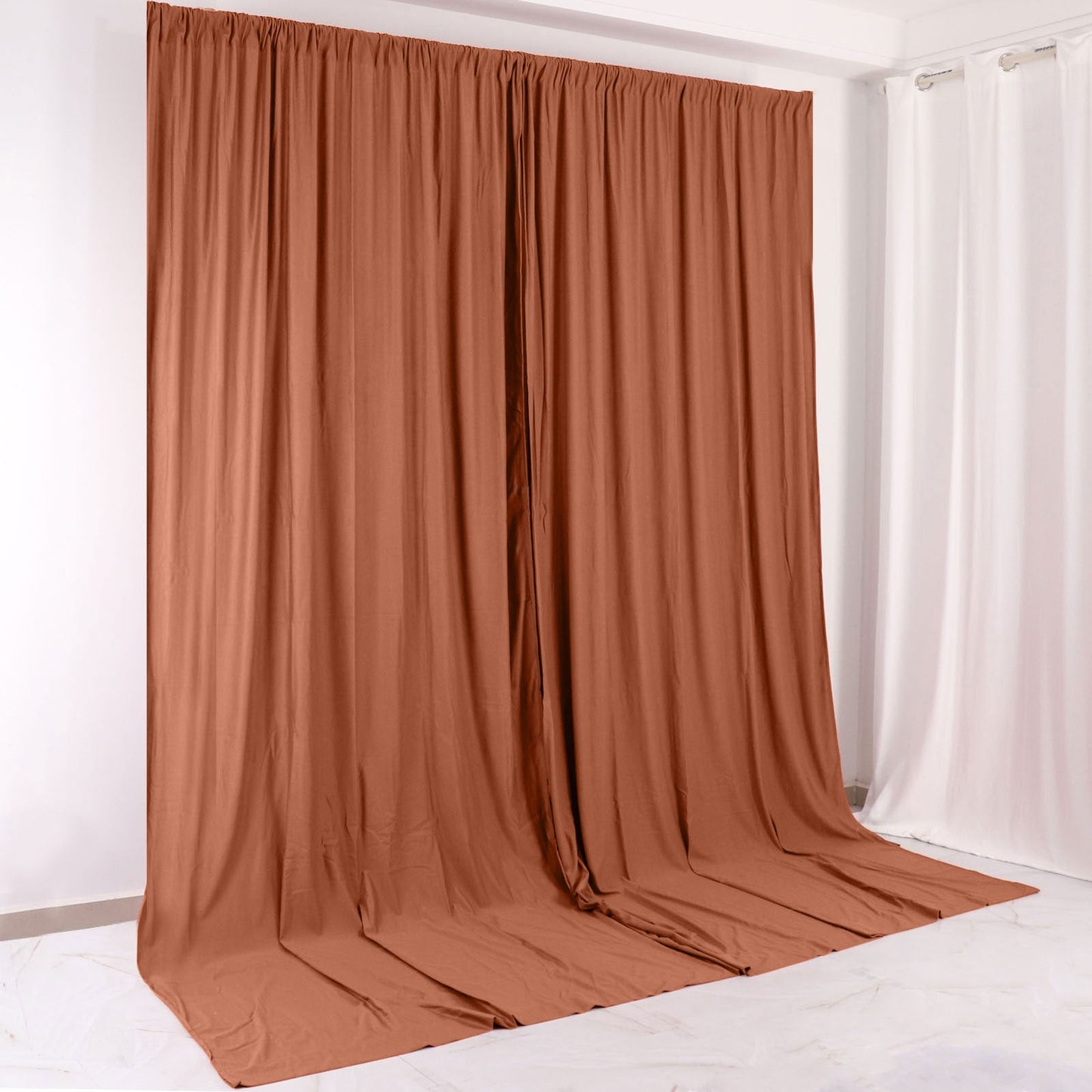 2 Pack Fire Retardant 10 Feet x 10 Feet Polyester Terracotta Curtain Panels with Rod Pockets