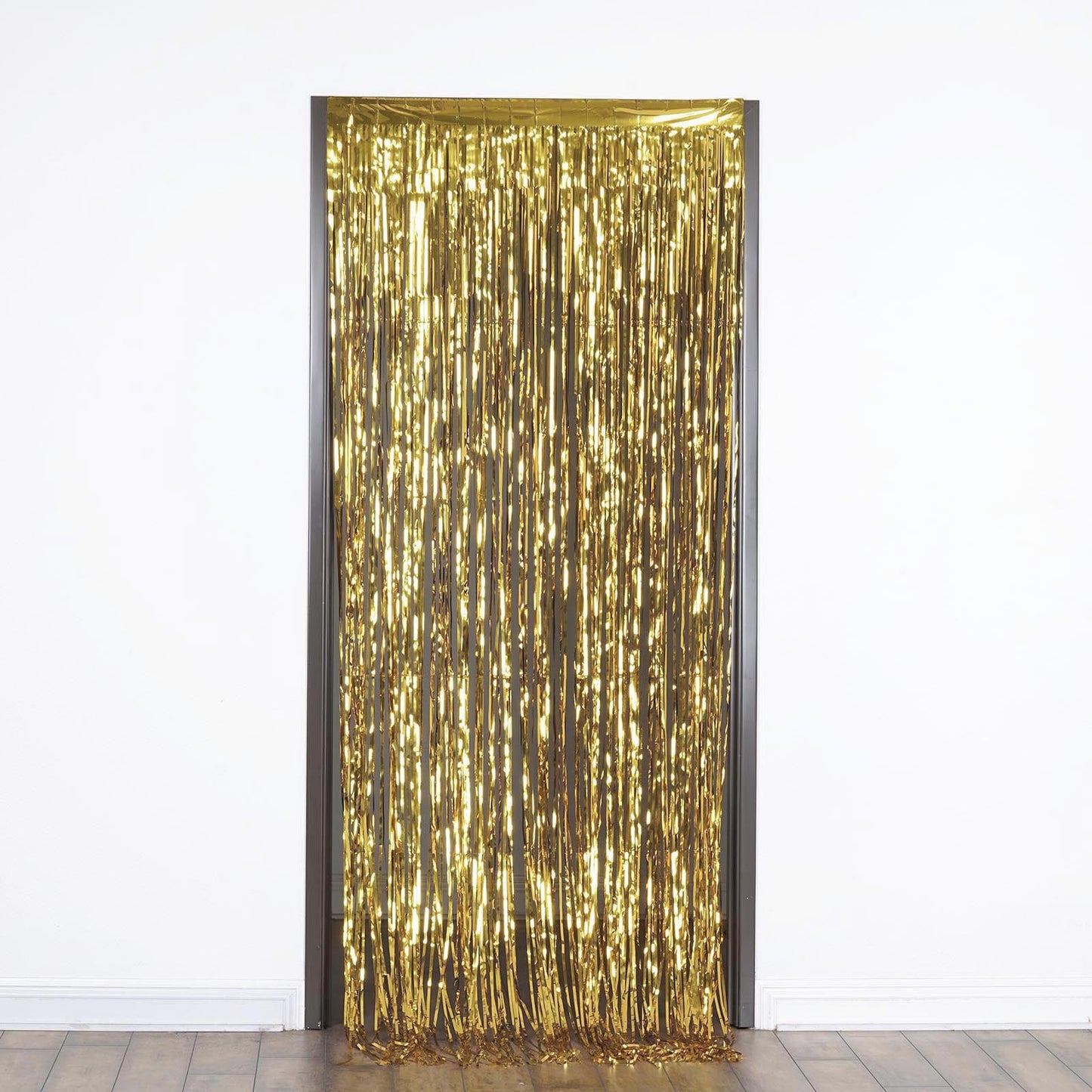 Metallic Gold 8 Feet Curtain Backdrop In Tinsel Foil Fringe
