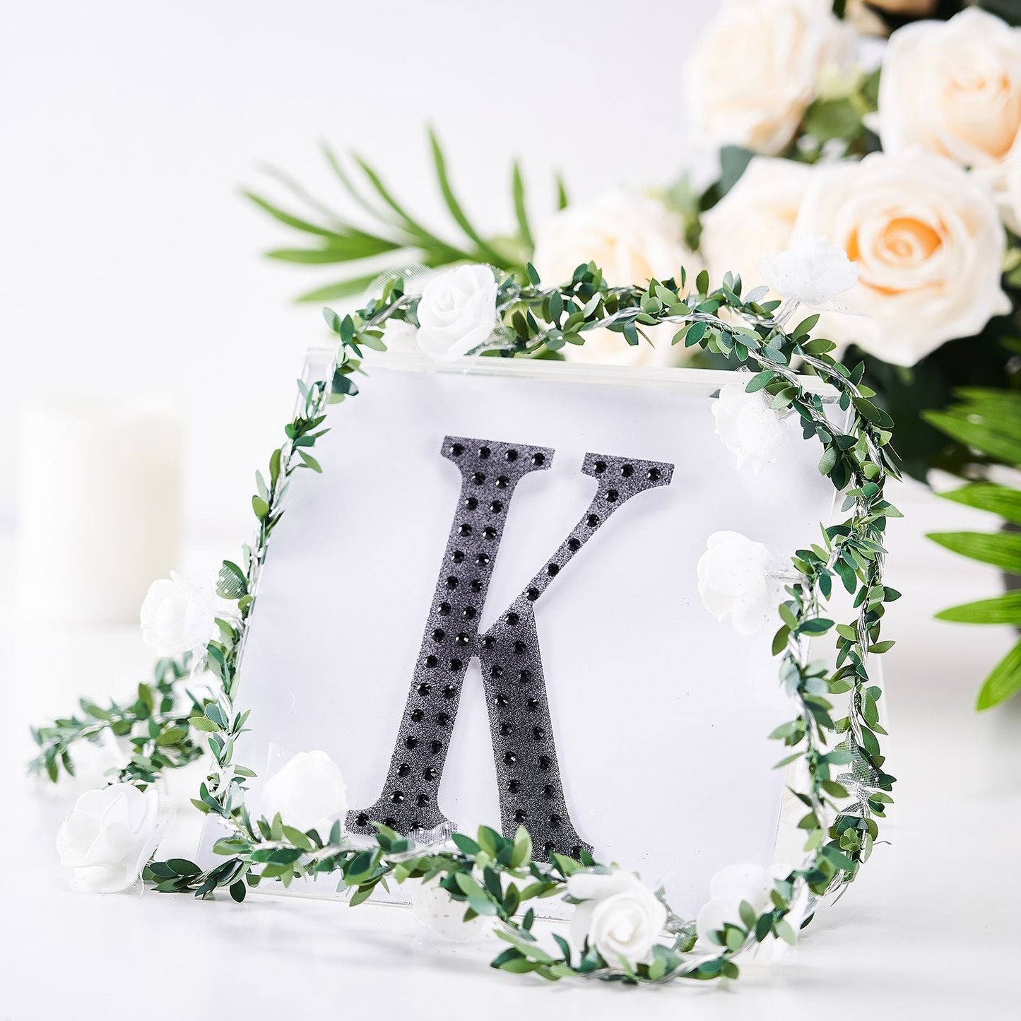 Stickers 6 Inch Black Decorative Rhinestone Alphabet Letter K
