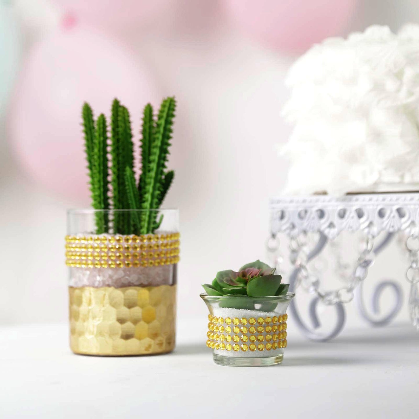 Gold rhinestone tape for DIY crafts and decorations.
