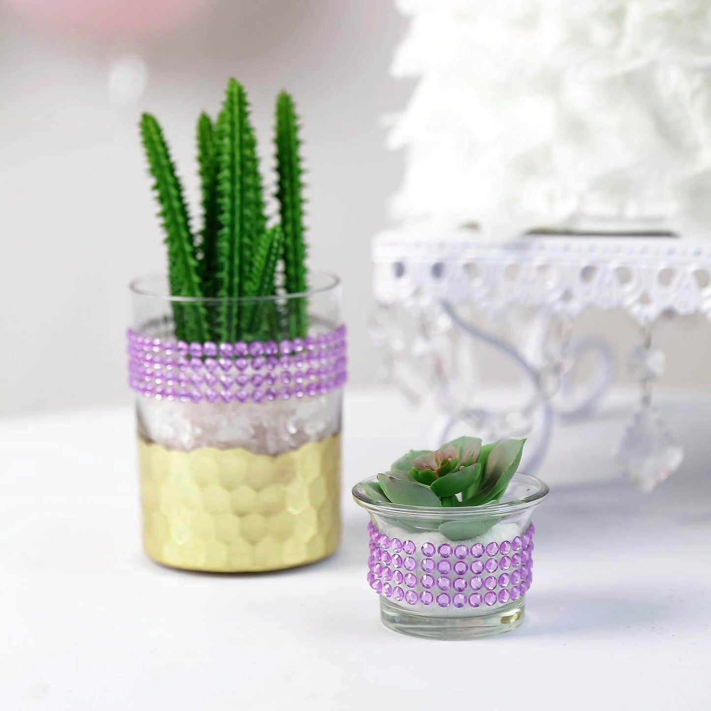 3ft lavender lilac stick-on rhinestone tape for DIY crafts and decor.