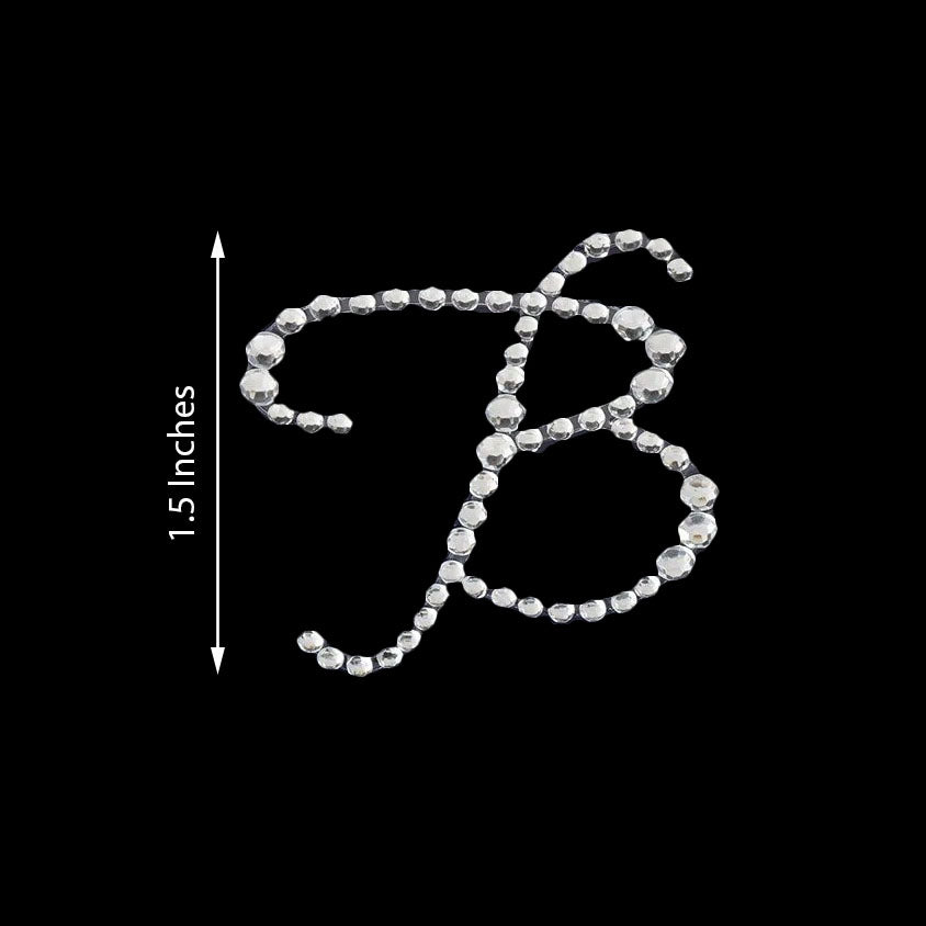 12 Pack Self Adhesive 1.5 Inch Clear Rhinestone Monogram Letter B Jewel Sticker