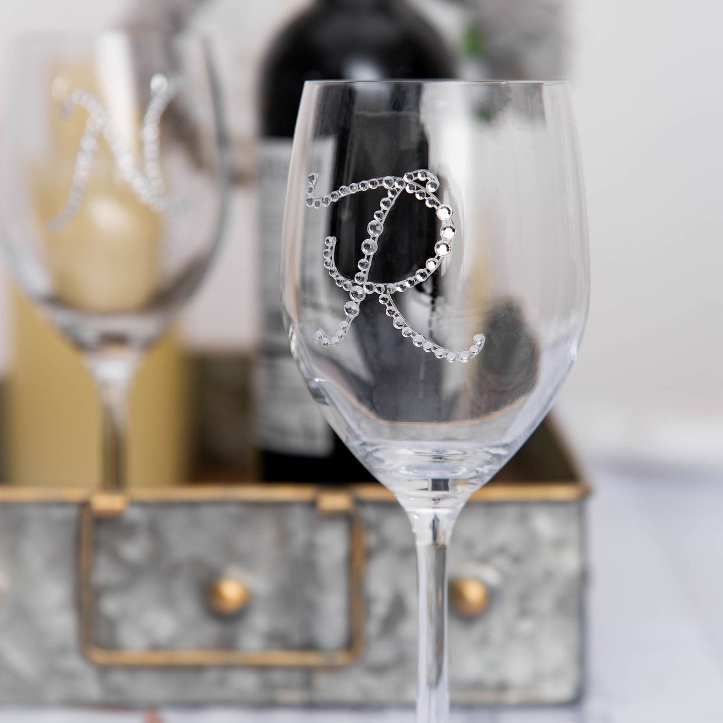 Jewel Sticker 1.5 Inch Clear Self Adhesive Rhinestone Monogram Letter Q 12 Pack