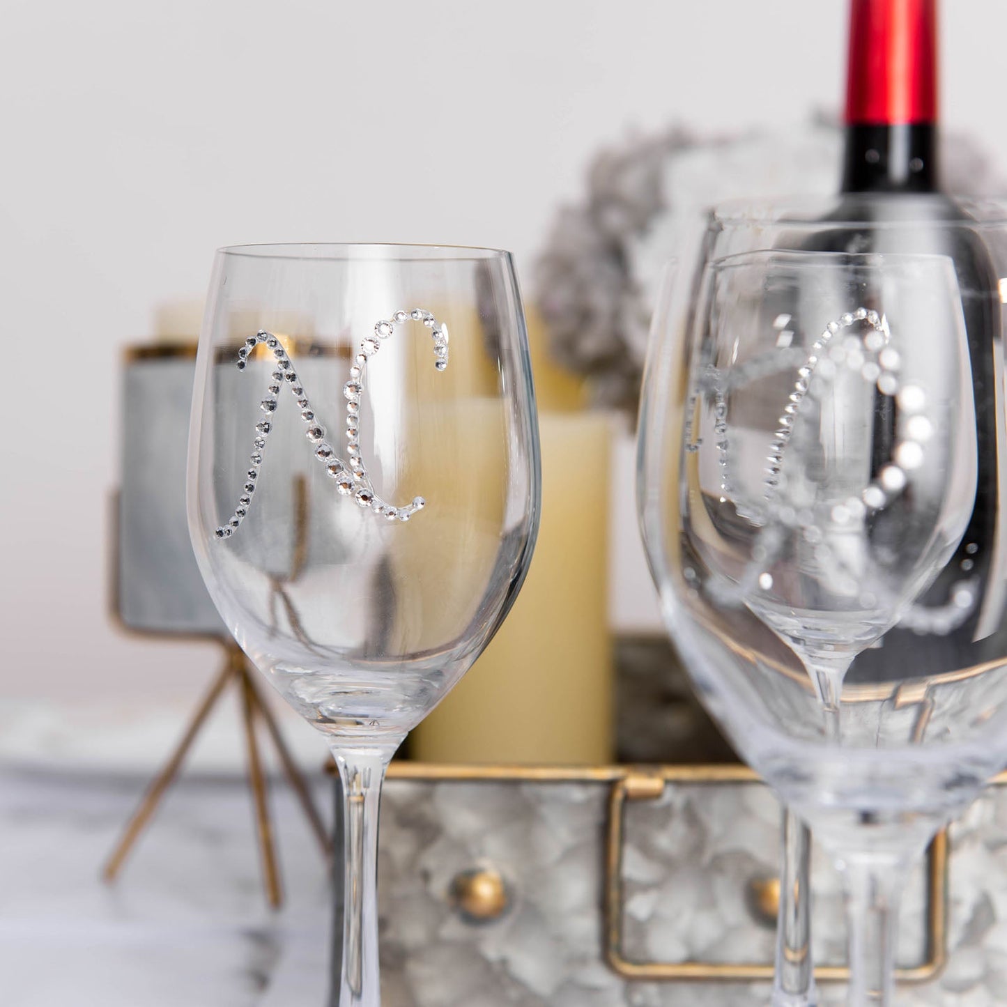 Jewel Sticker 1.5 Inch Clear Self Adhesive Rhinestone Monogram Letter U 12 Pack