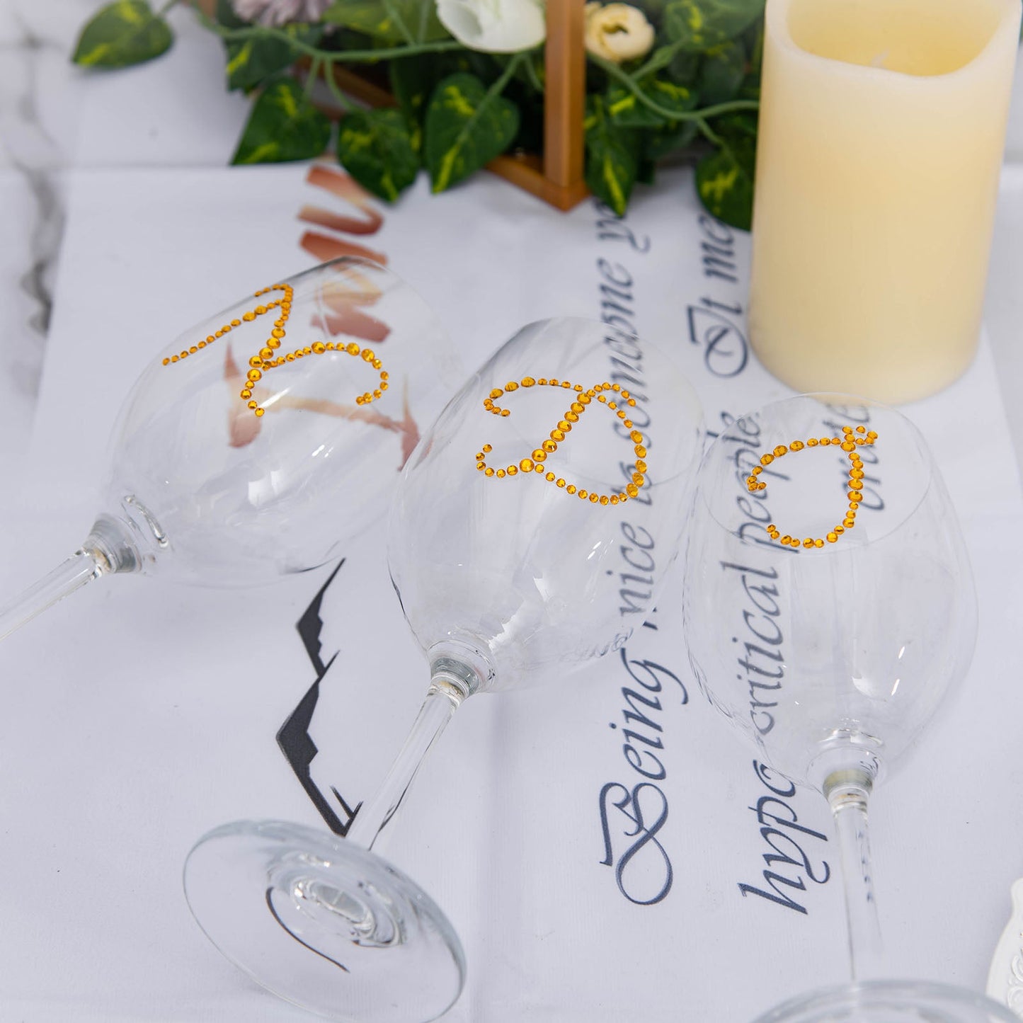 12 Pack | 1.5inch Gold Rhinestone Monogram Letter Jewel Sticker Self Adhesive DIY Diamond Decor - O