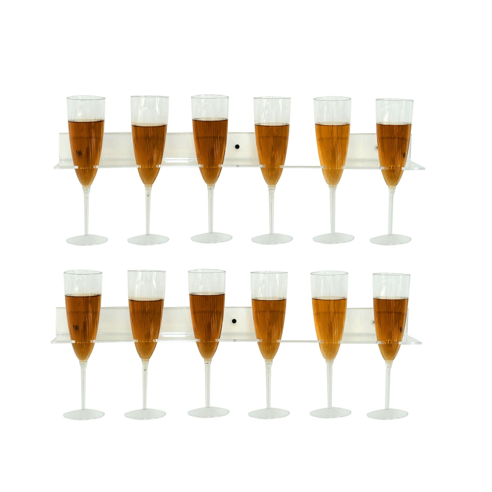 2-Pack Floating Wine Glass Holder Rack Clear Acrylic Holds 12, Wall Mounted Champagne Flute Stemware