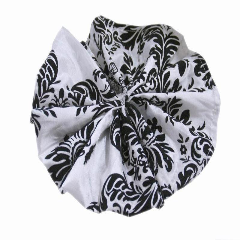 5 Pack | Black/White Damask Flocking Cloth Dinner Napkins, Reusable Linen | 20x20Inch
