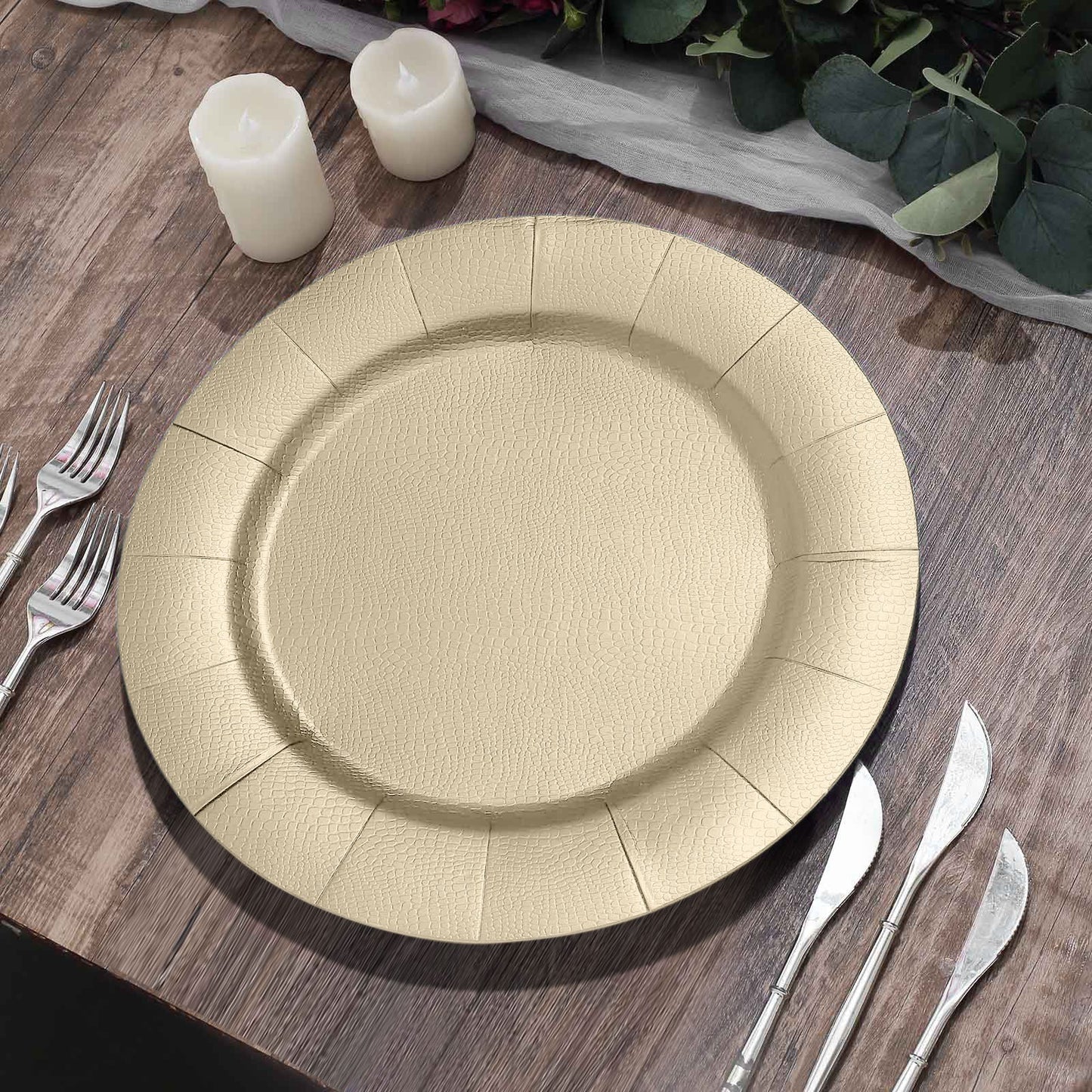 10 Pack 1100 GSM Cardboard Round Champagne Charger Plates 13 Inch