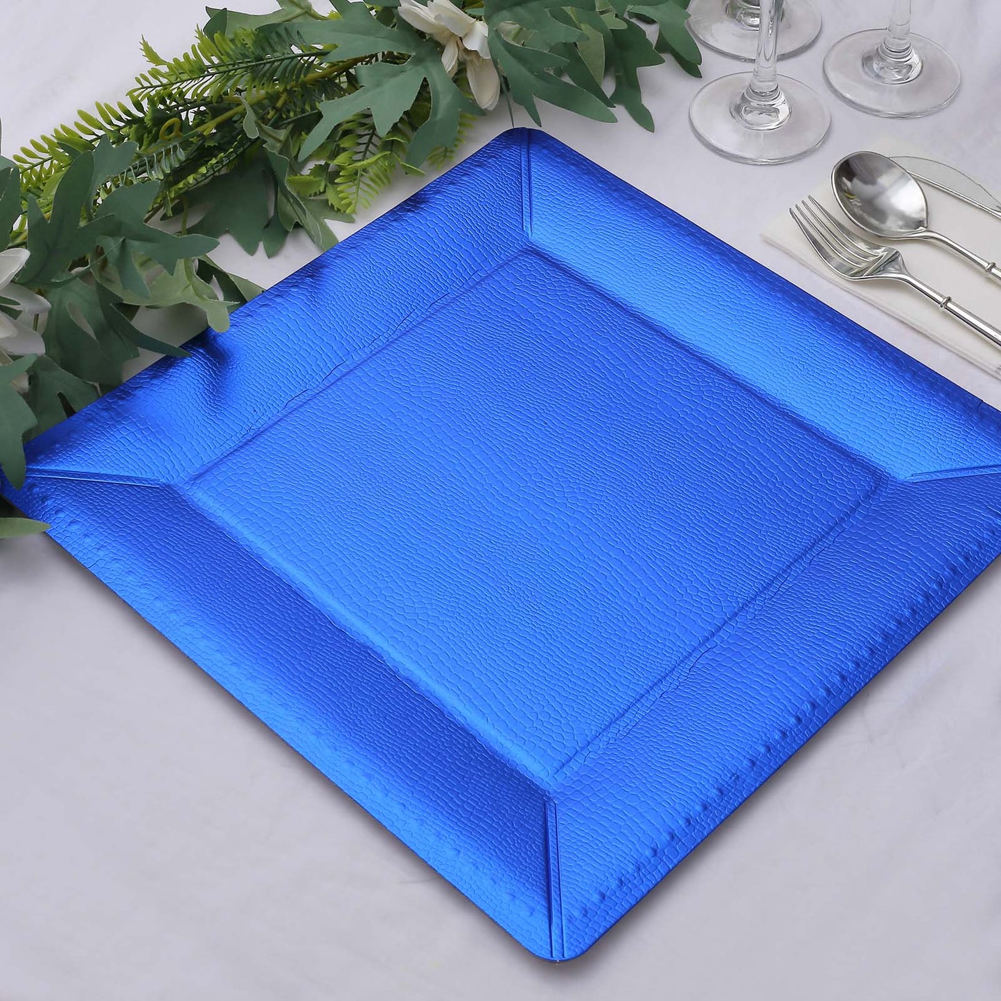 Square Charger Plates Royal Blue Cardboard 13 Inch Size